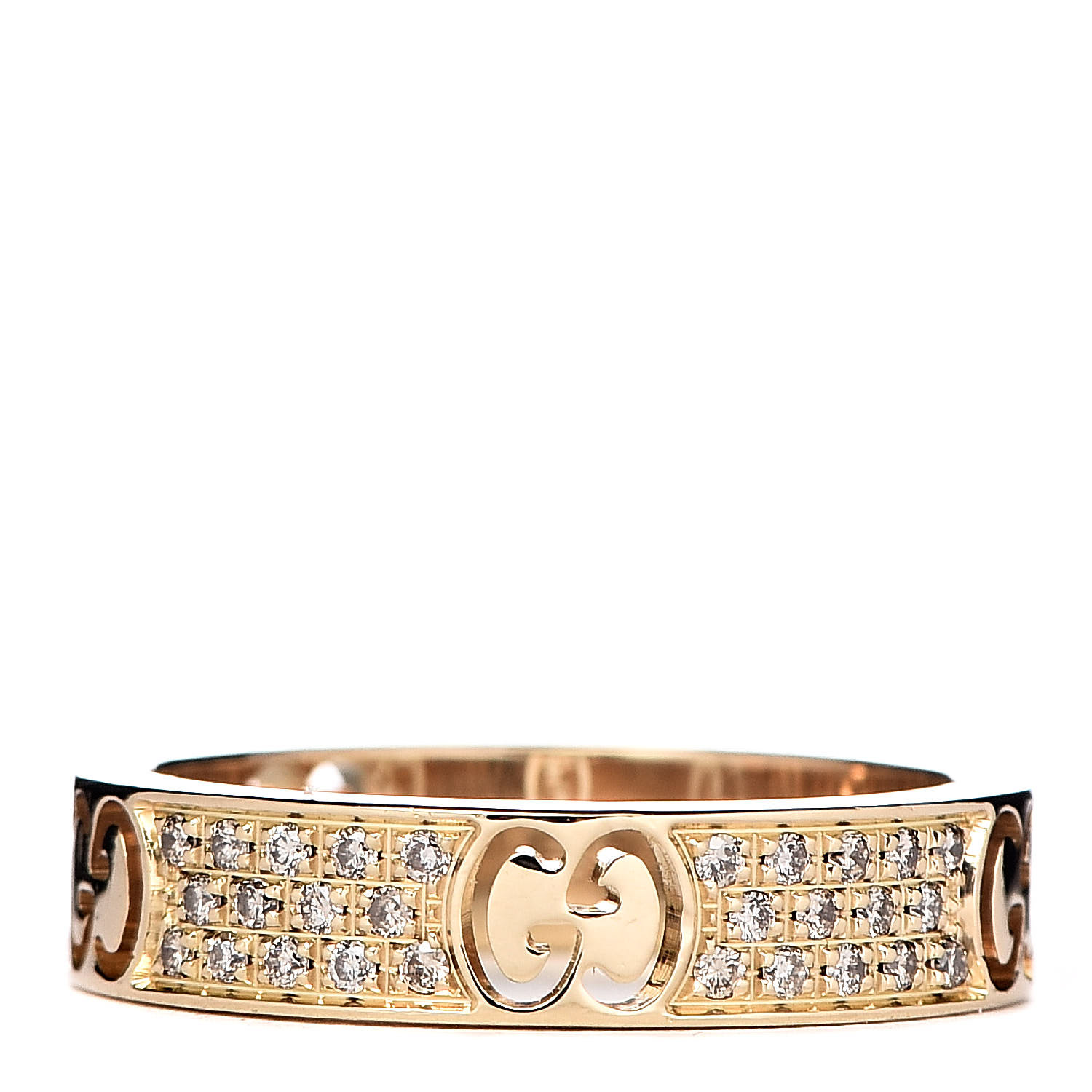 GUCCI 18K Yellow Gold Diamond Icon Stardust Thin Band Ring 47 4.25 525298