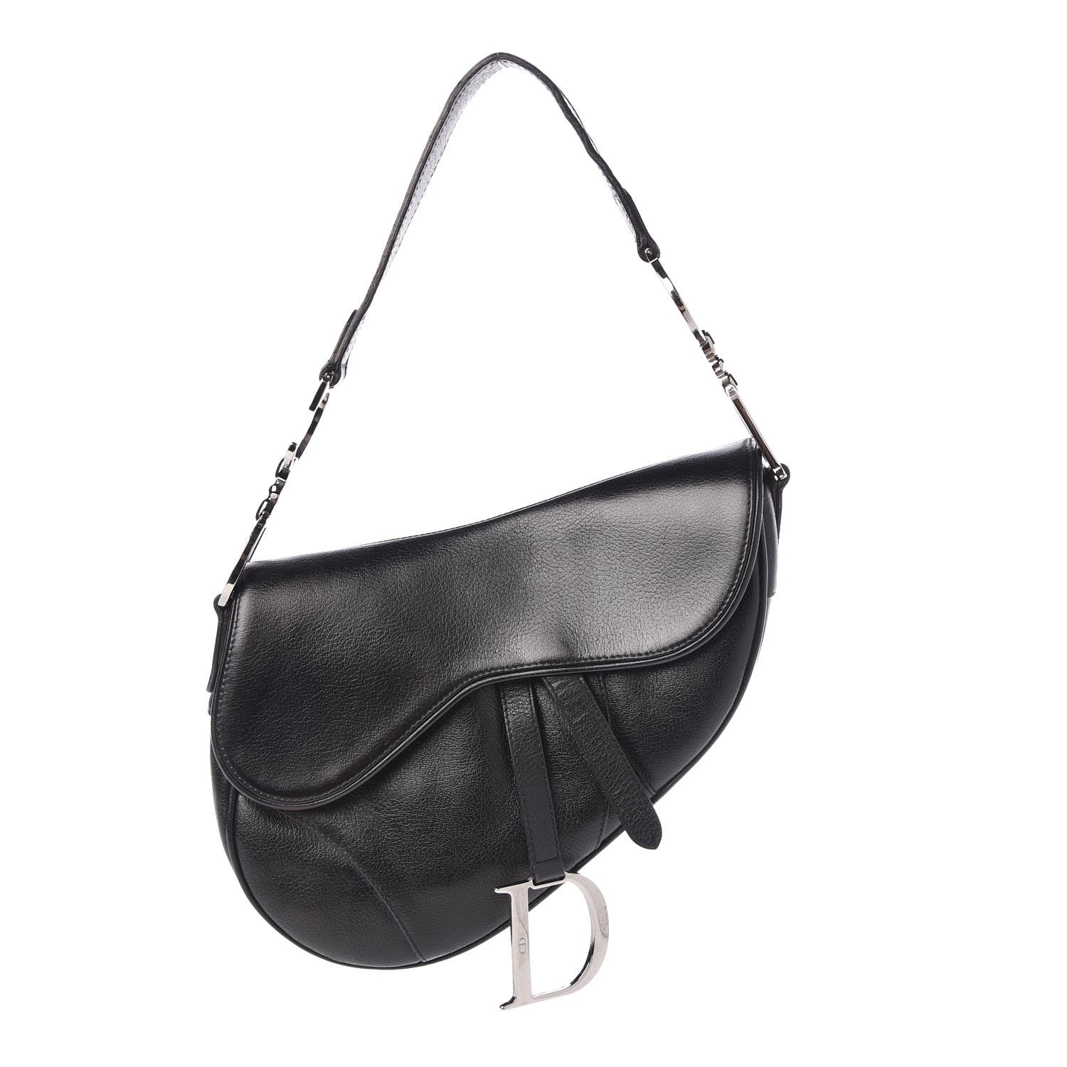 dior black calfskin saddle bag