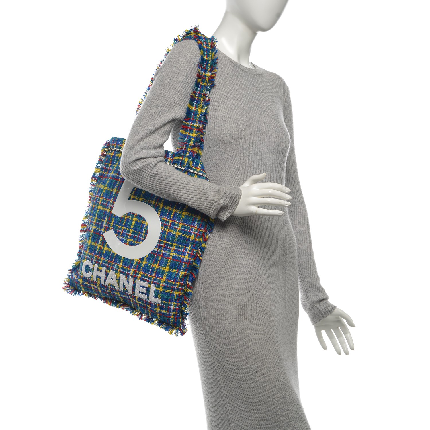 chanel tweed tote bag