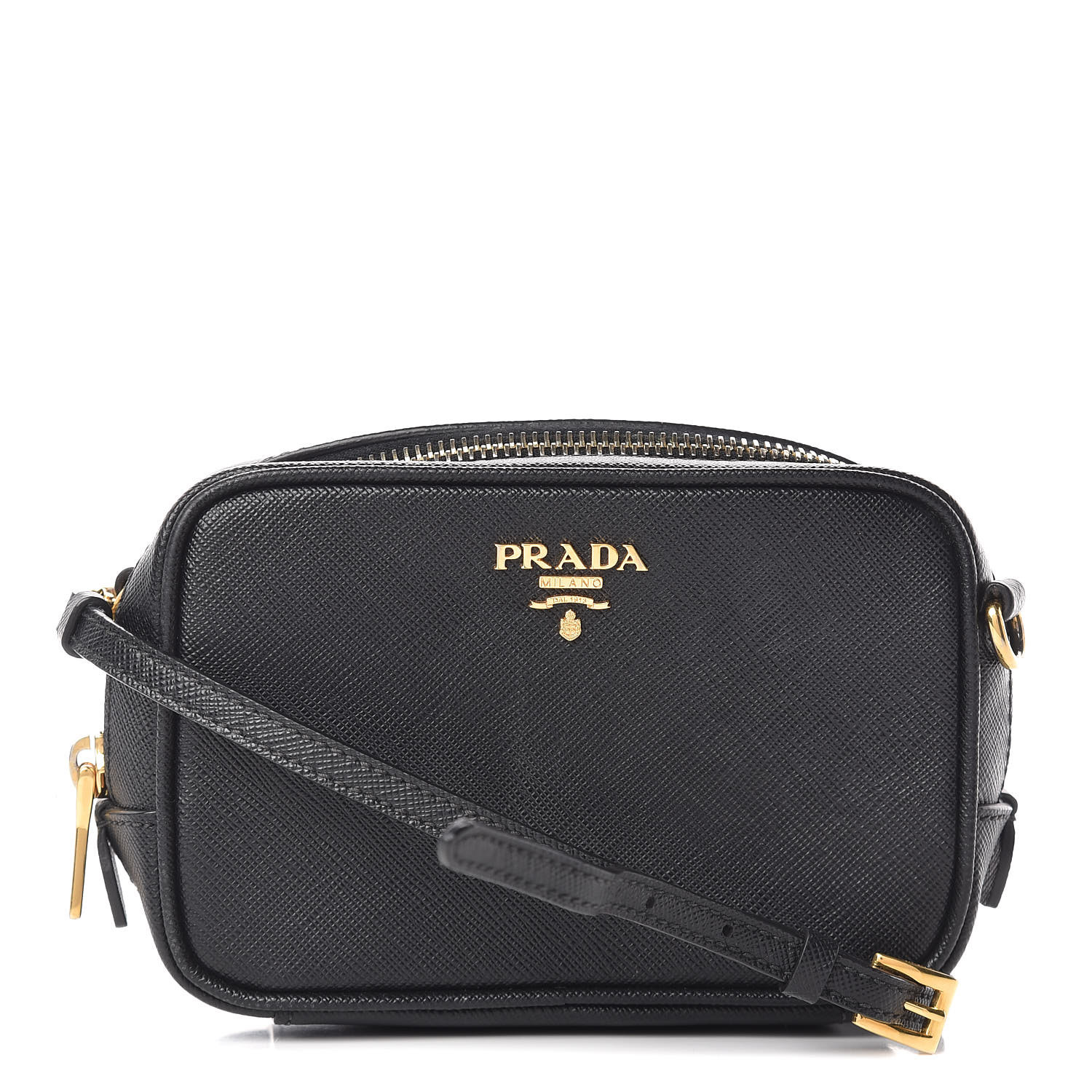 PRADA Saffiano Mini Camera Crossbody Bag Black 468079