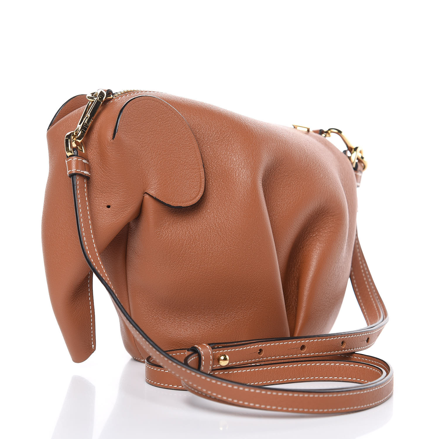 LOEWE Calfskin Mini Elephant Crossbody Bag Tan 430092