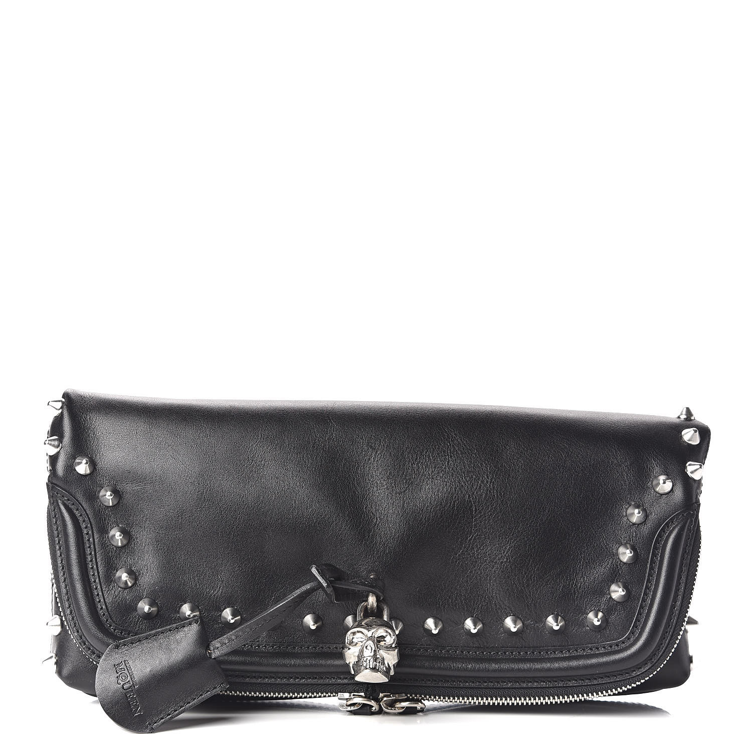 alexander mcqueen black skull clutch