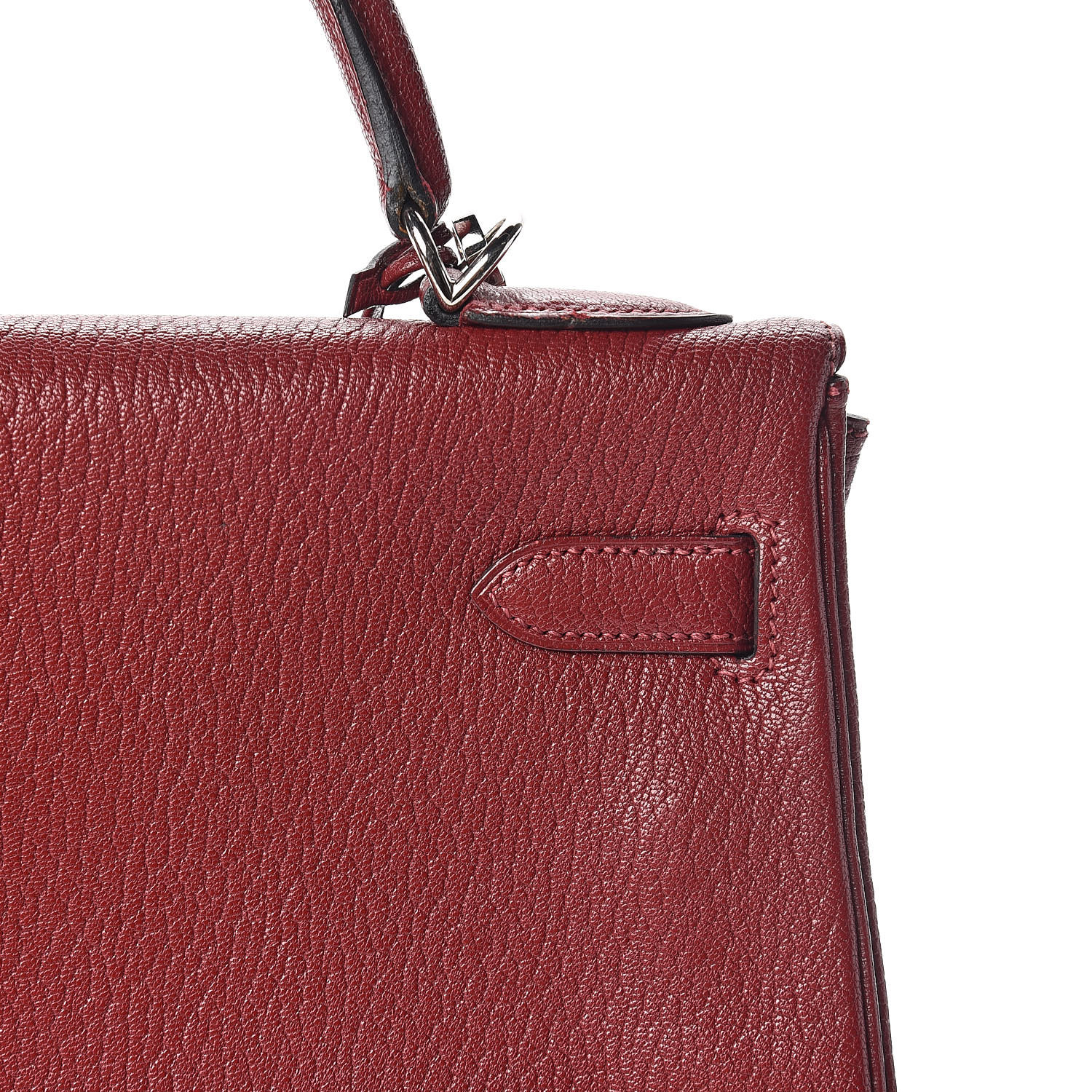 HERMES Chevre De Coromandel Kelly Retourne 32 Rouge H 447626 | FASHIONPHILE