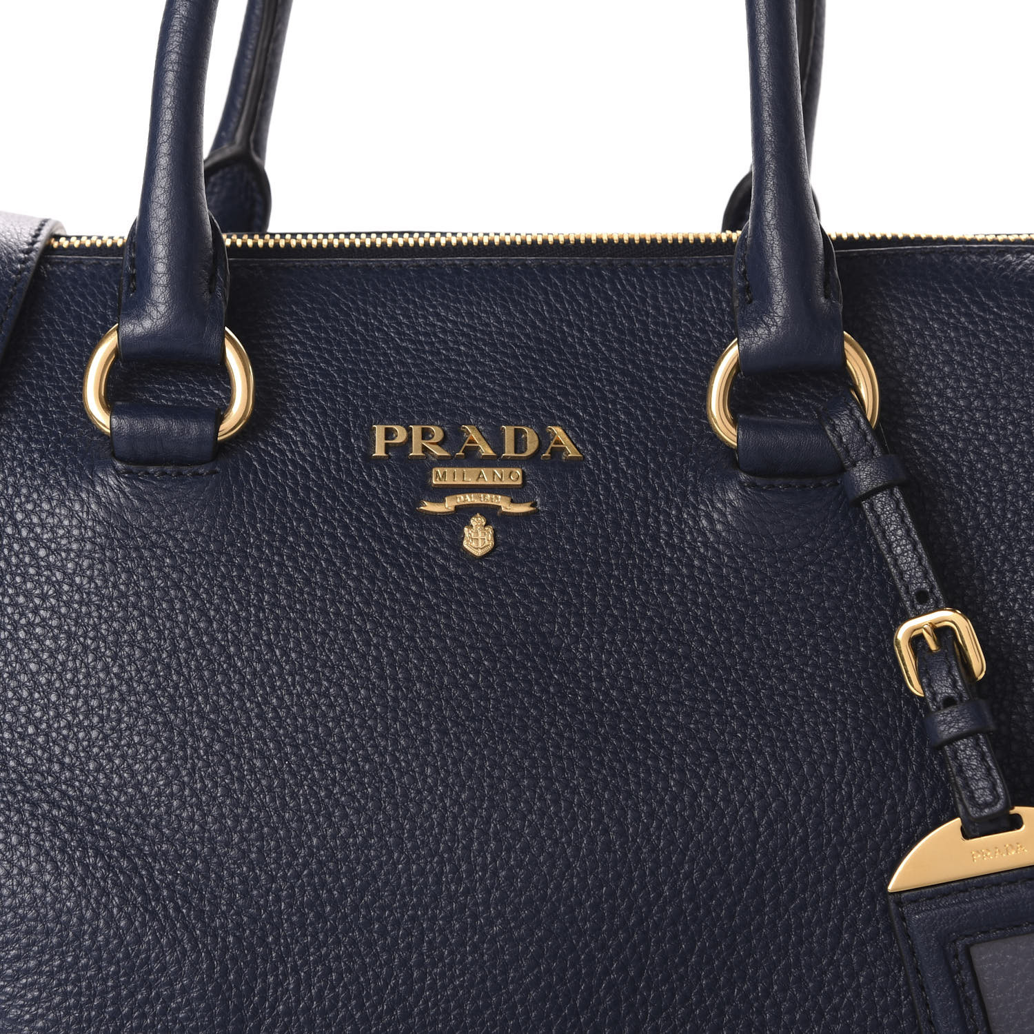 PRADA Vitello Phenix Top Handle Bag Baltico 638376 | FASHIONPHILE