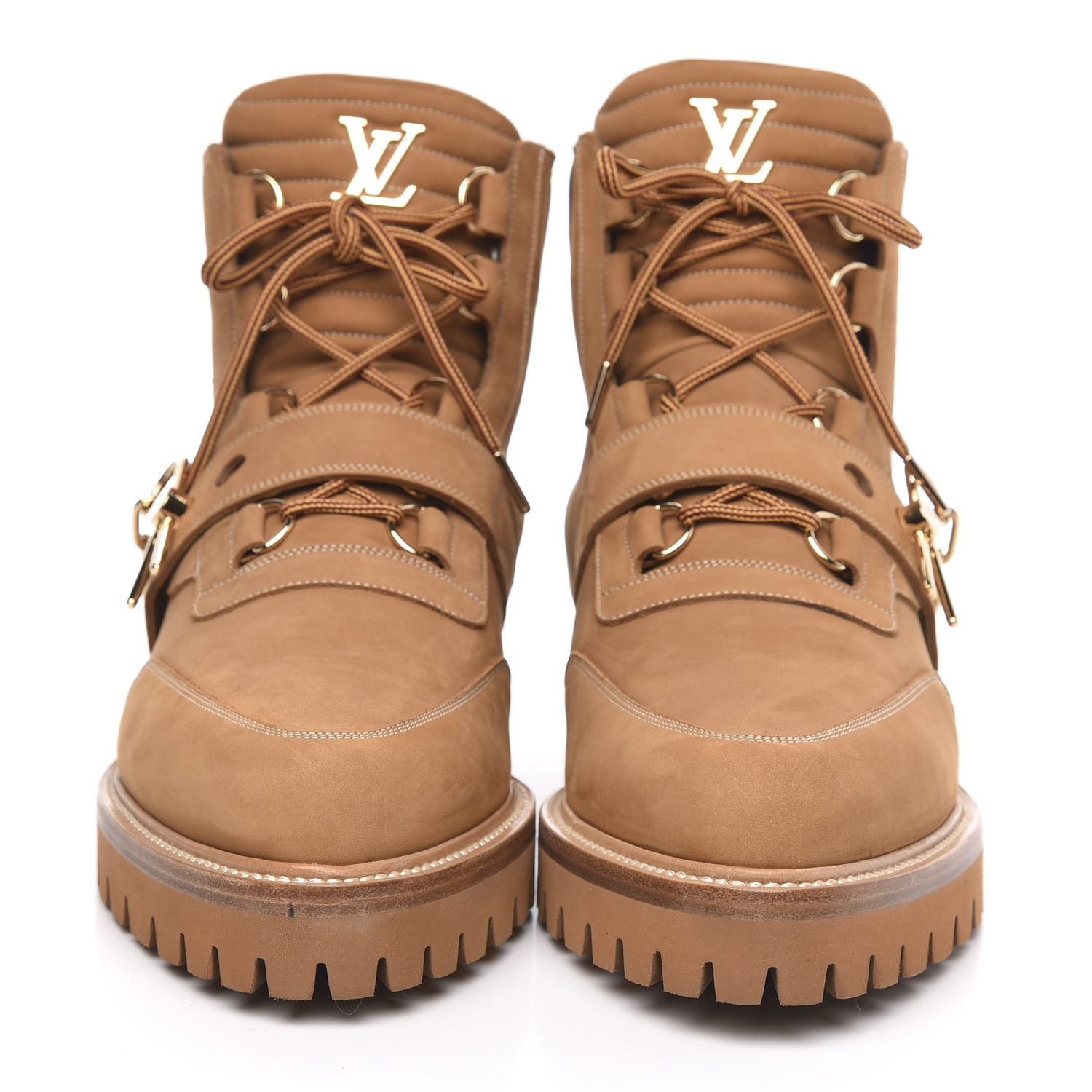 LOUIS VUITTON Suede Calfskin Monogram Mens Creeper Ankle Boots 9 Beige 641520 | FASHIONPHILE