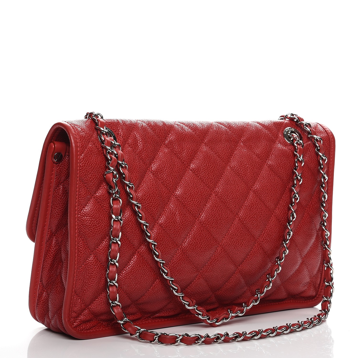 CHANEL Caviar Large French Riviera Flap Red 244152