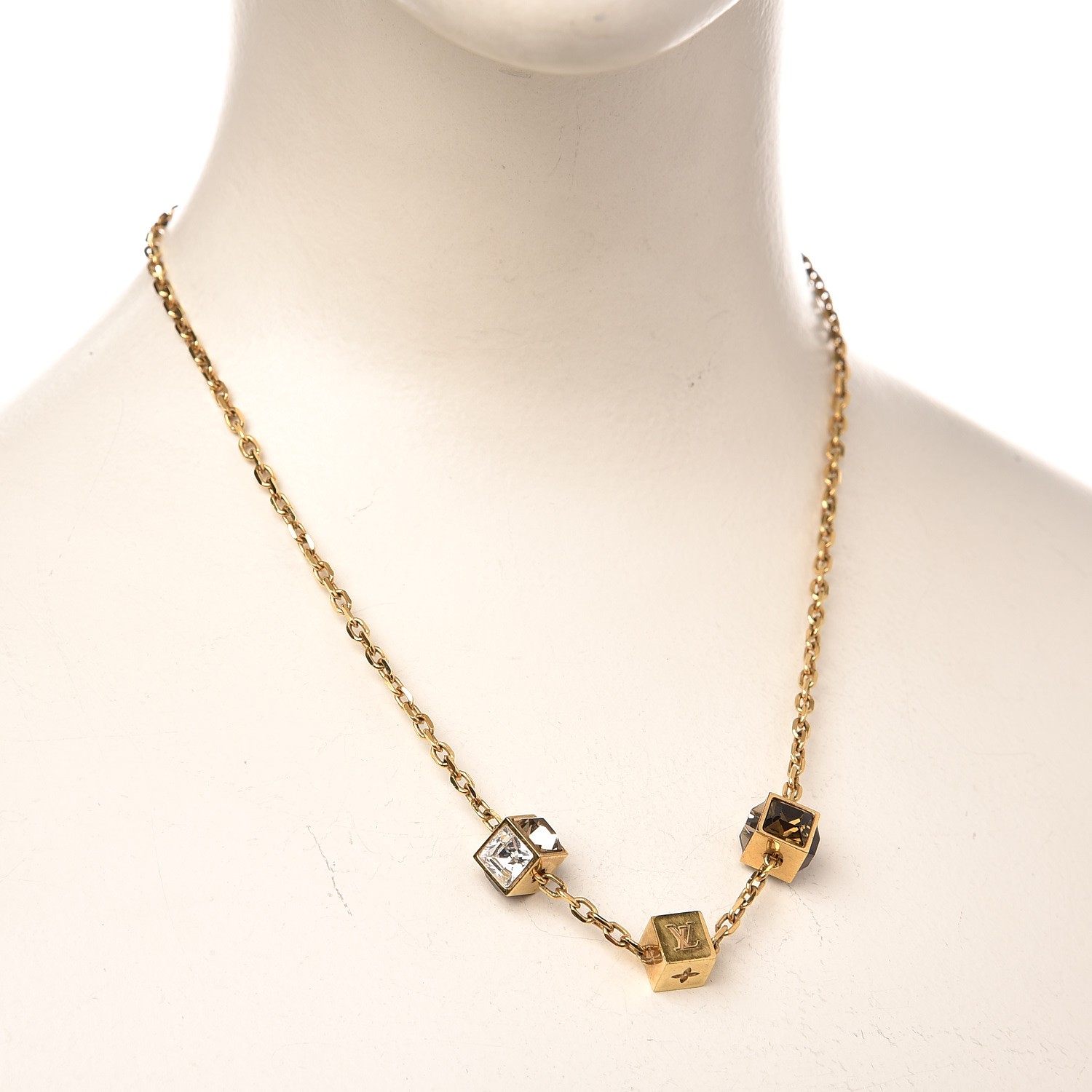 LOUIS VUITTON Swarovski Gamble Short Necklace Gold 243526