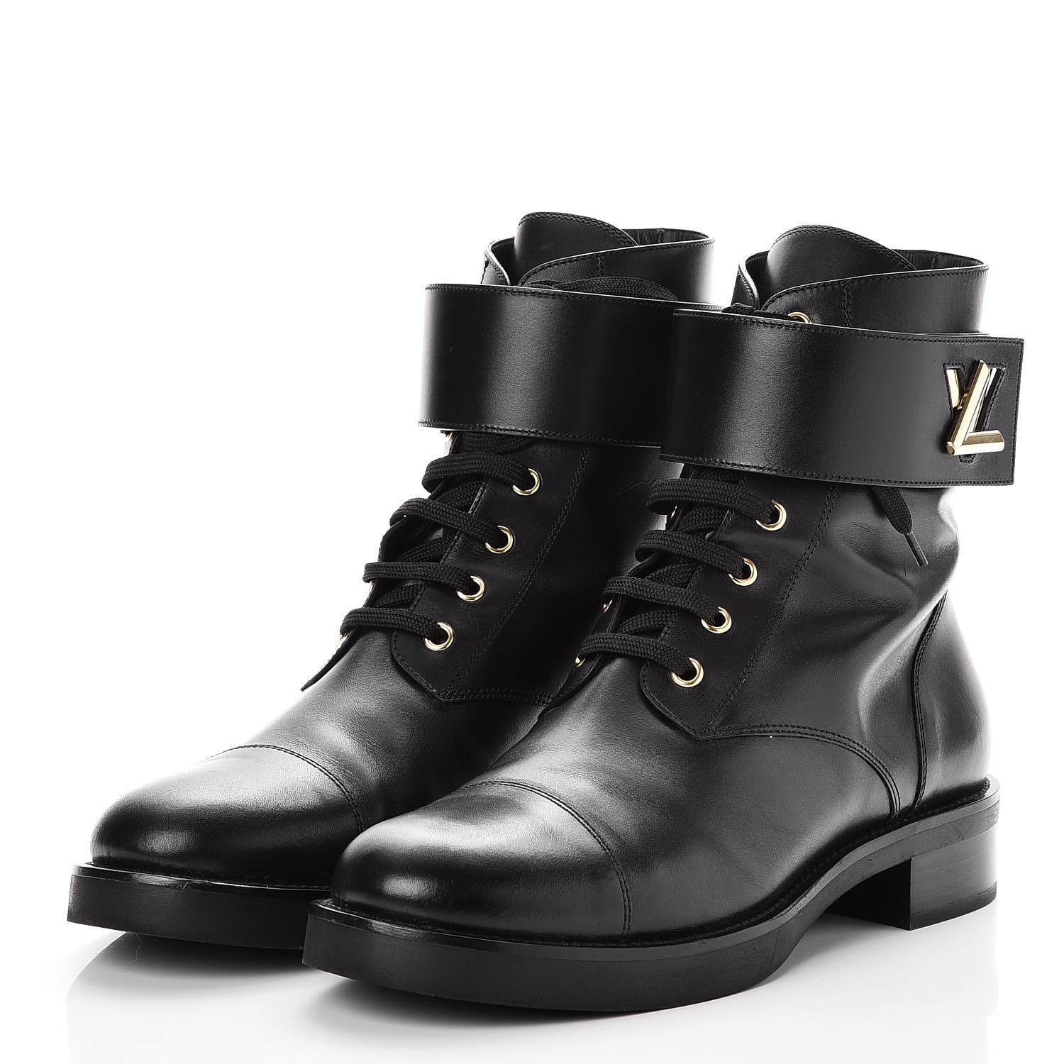 LOUIS VUITTON Calfskin Wonderland Ranger Boots 41 Black 243375