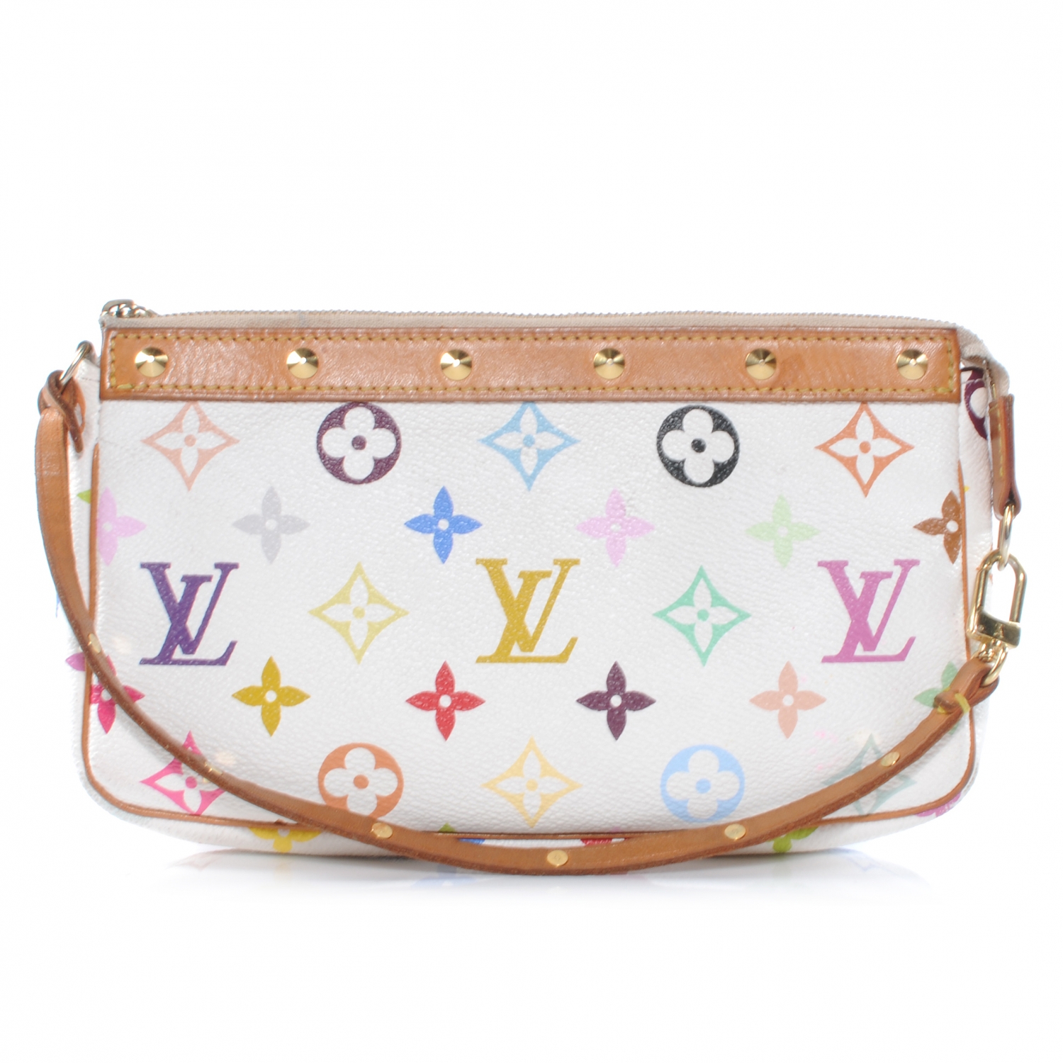 LOUIS VUITTON Monogram Multicolor Pochette Accessories White 40626