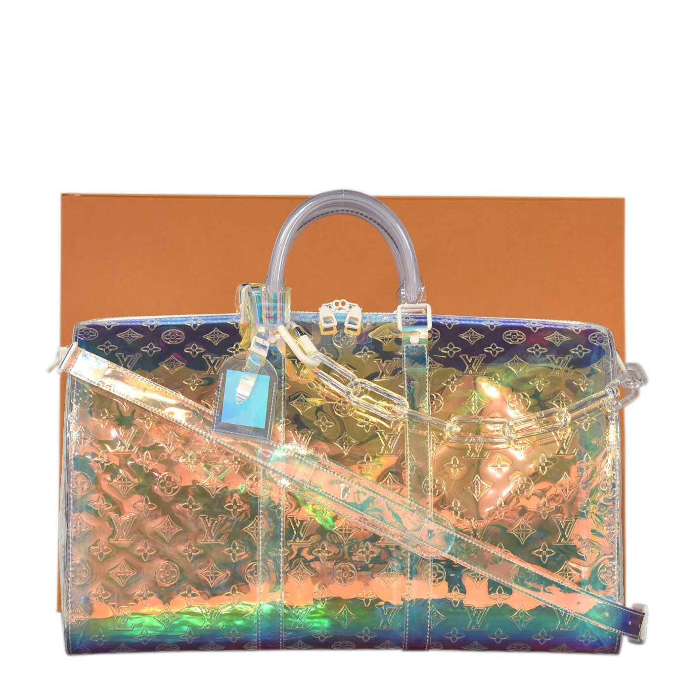 louis vuitton prism keepall monogram bandouliere 50 iridescent price