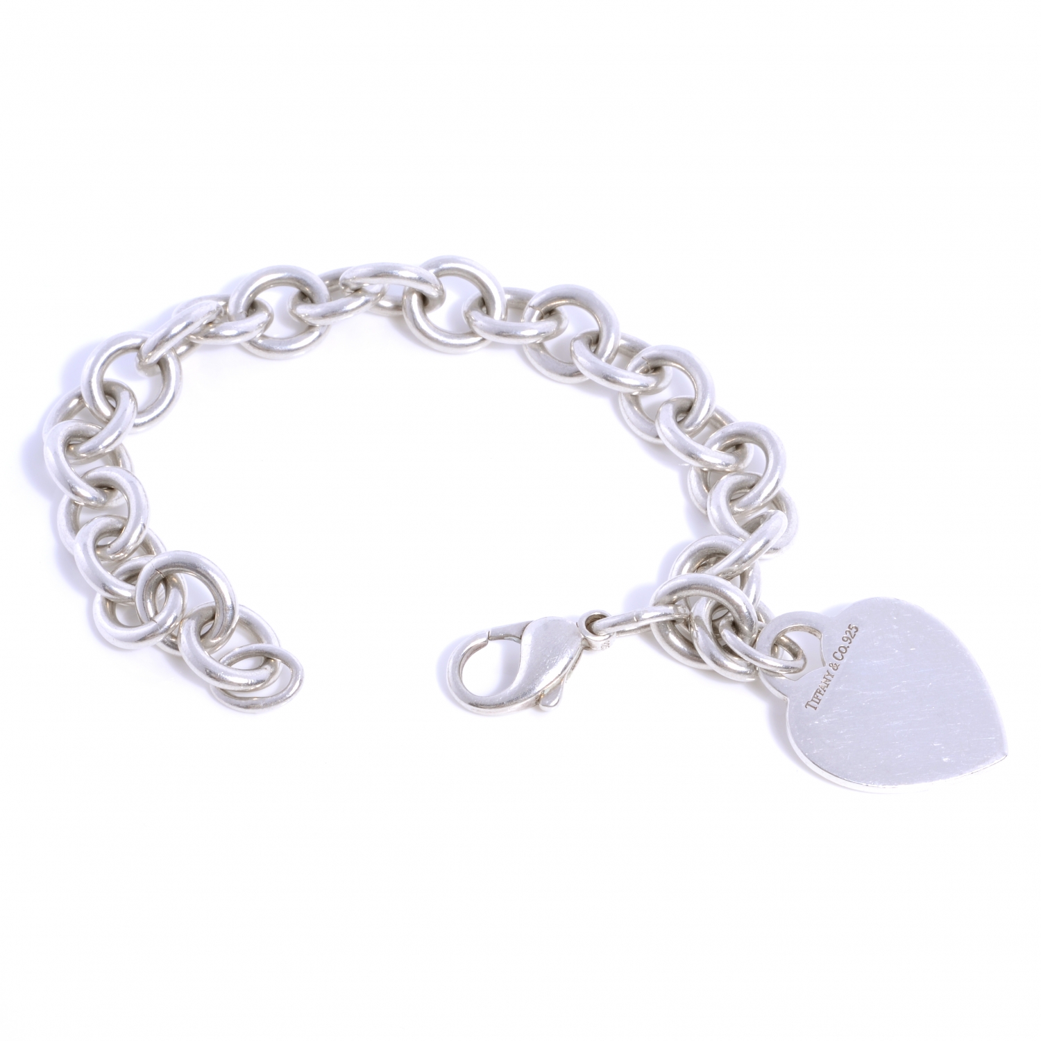 TIFFANY Sterling Silver Heart Tag Charm Bracelet 40119