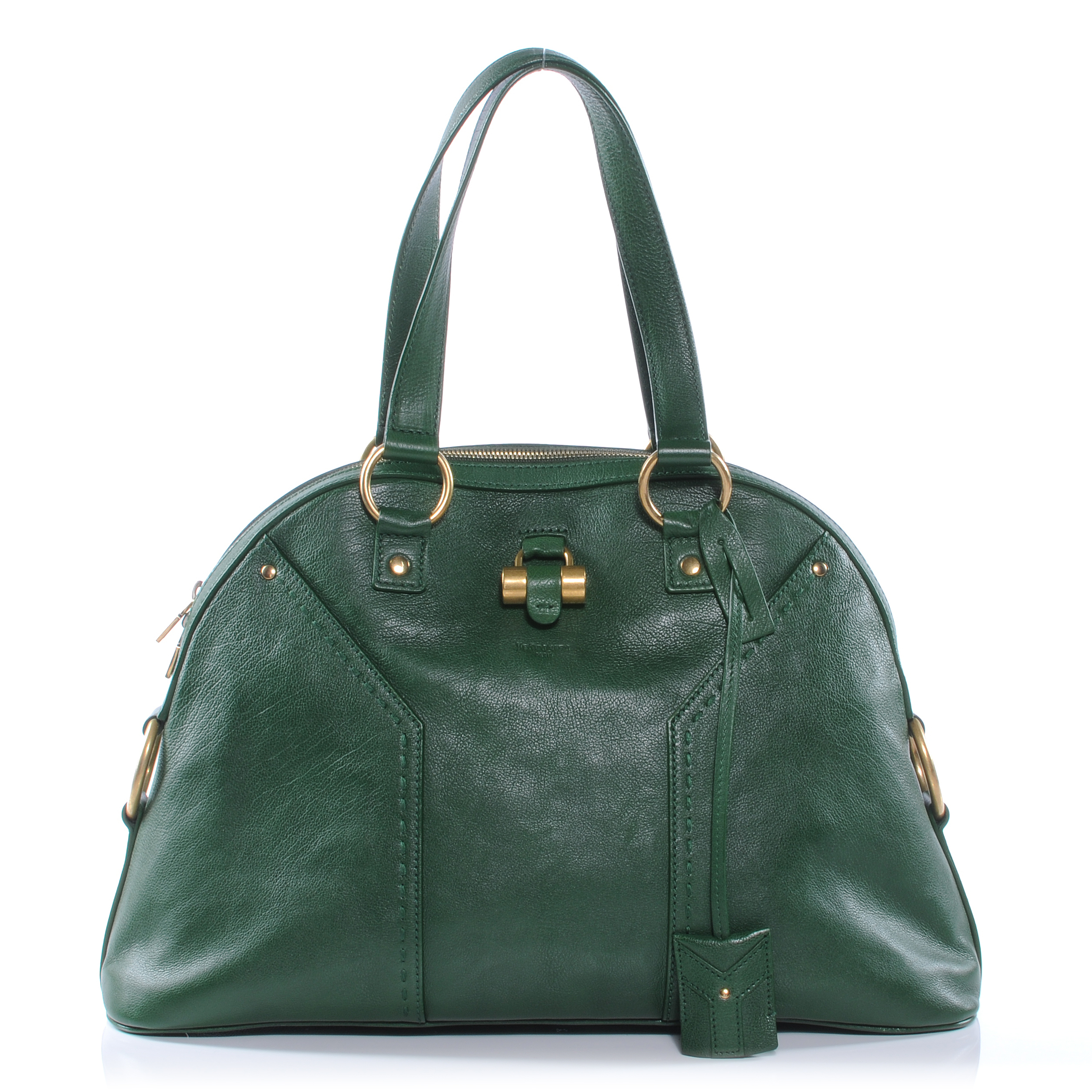 SAINT LAURENT Leather Large Muse Green 40114