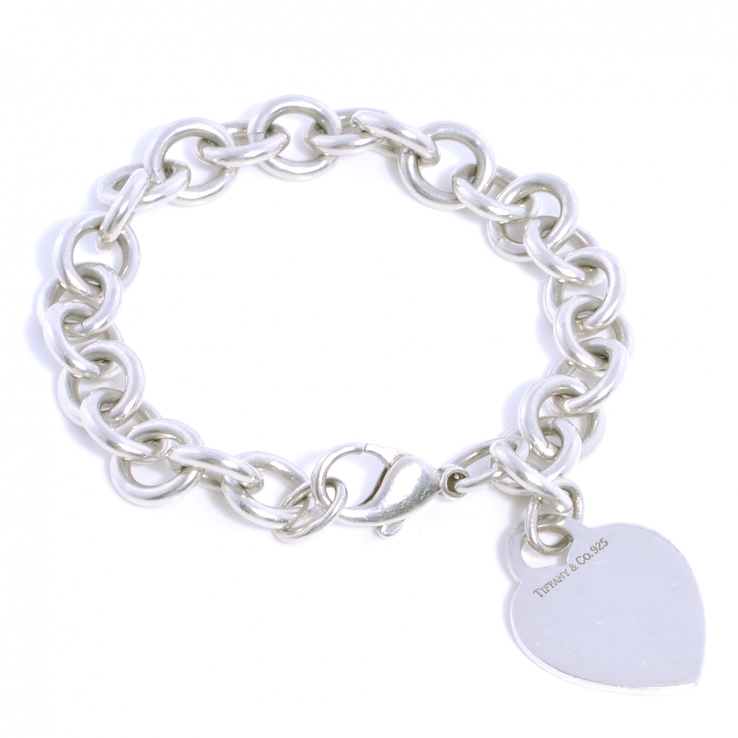 TIFFANY Sterling Silver Heart Tag Charm Bracelet 40119