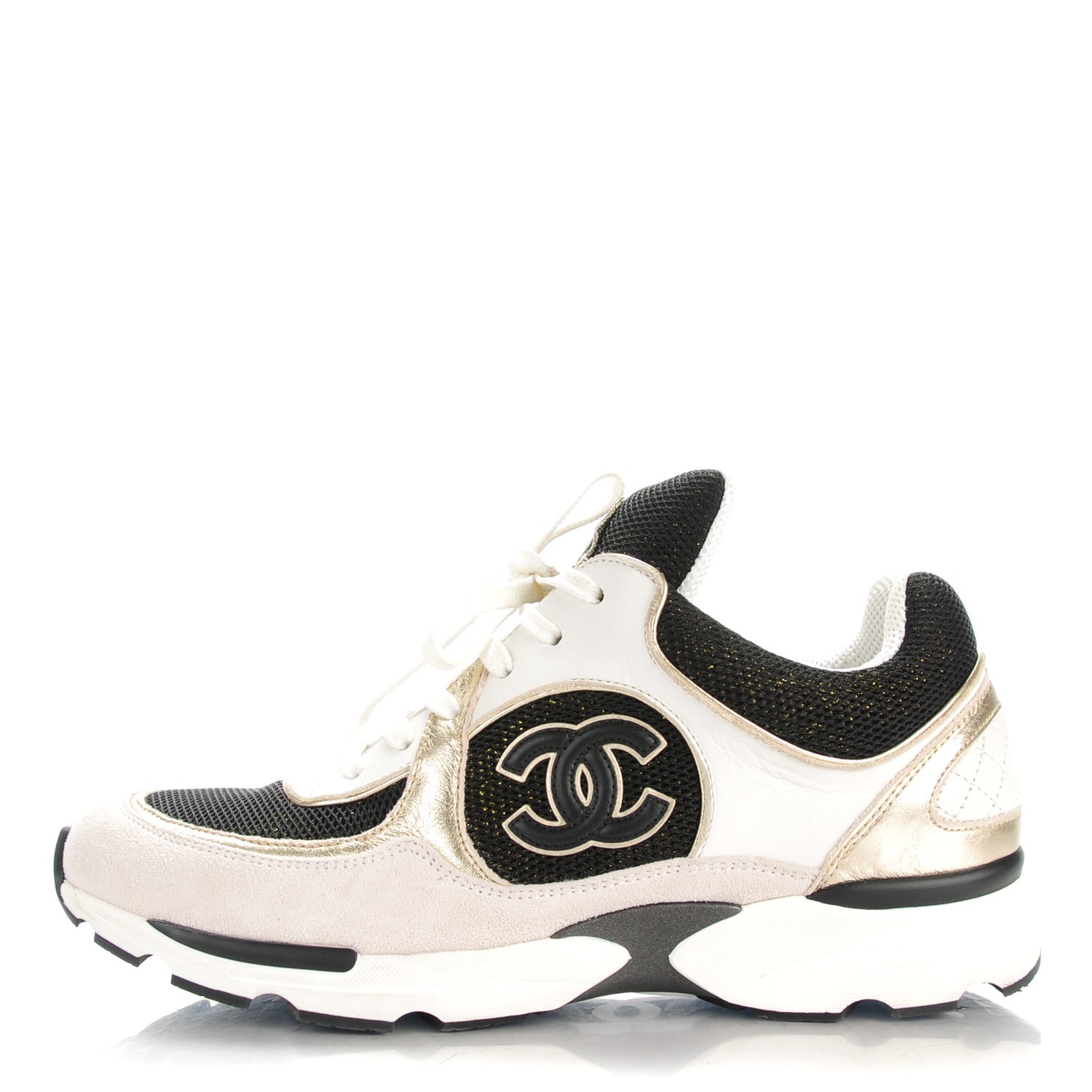 CHANEL Suede Calfskin CC Sneakers 39 