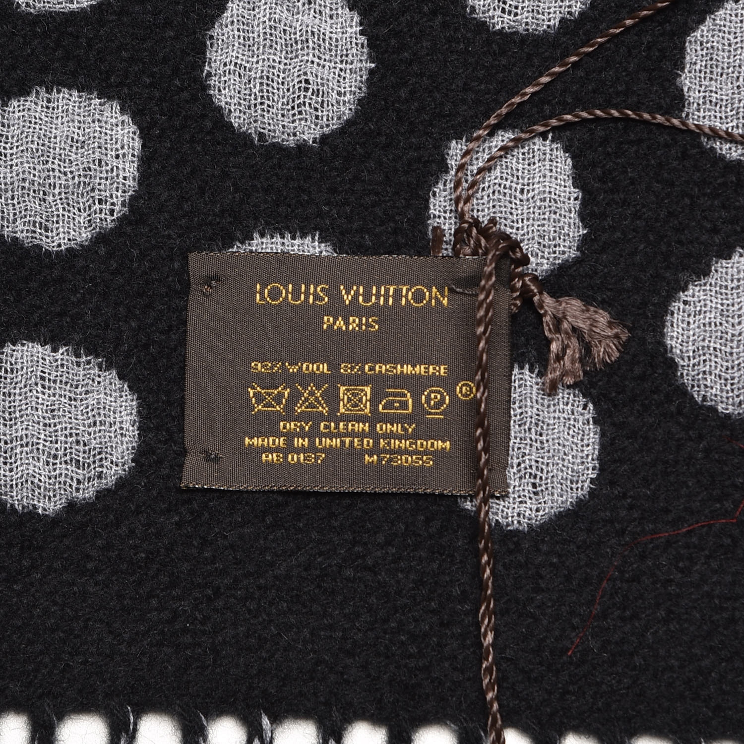 Louis Vuitton Wool Cashmere Polkagram Scarf Black 357851