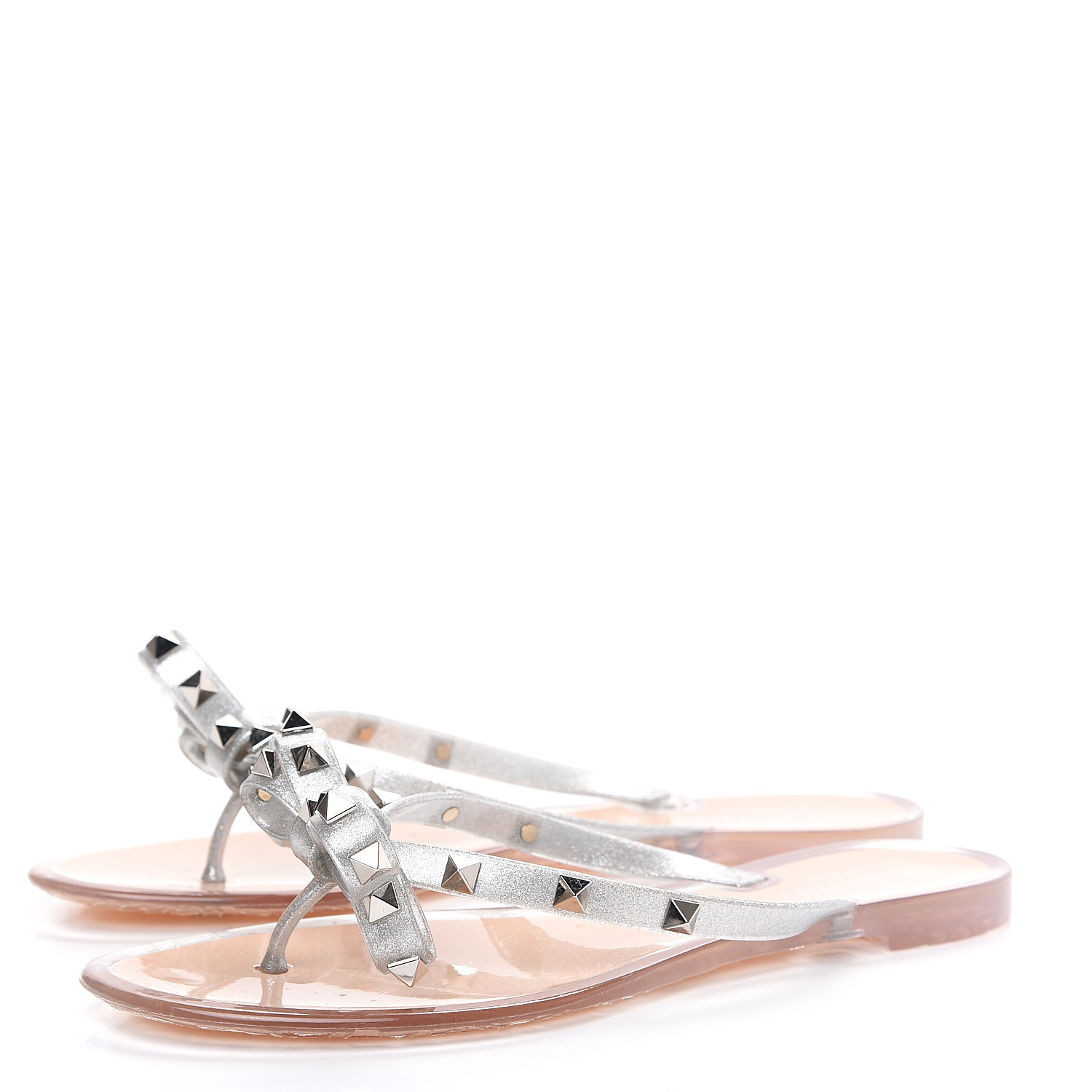 studded bow thong sandals