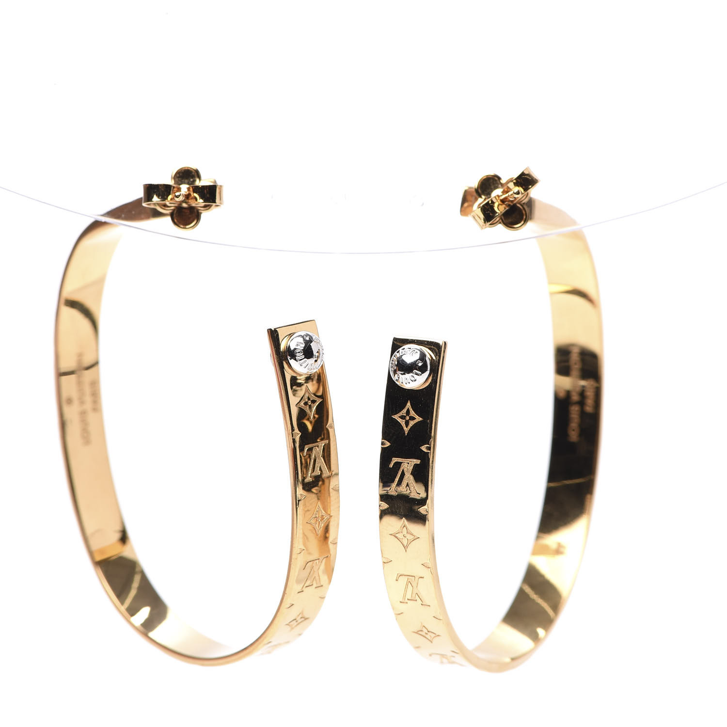 Authentic Louis Vuitton Pink Gold Nanogram Clip Earrings Accessory