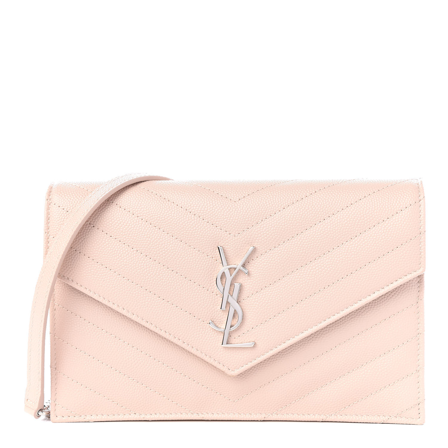 chain wallet in pink and white textured matelassé leather