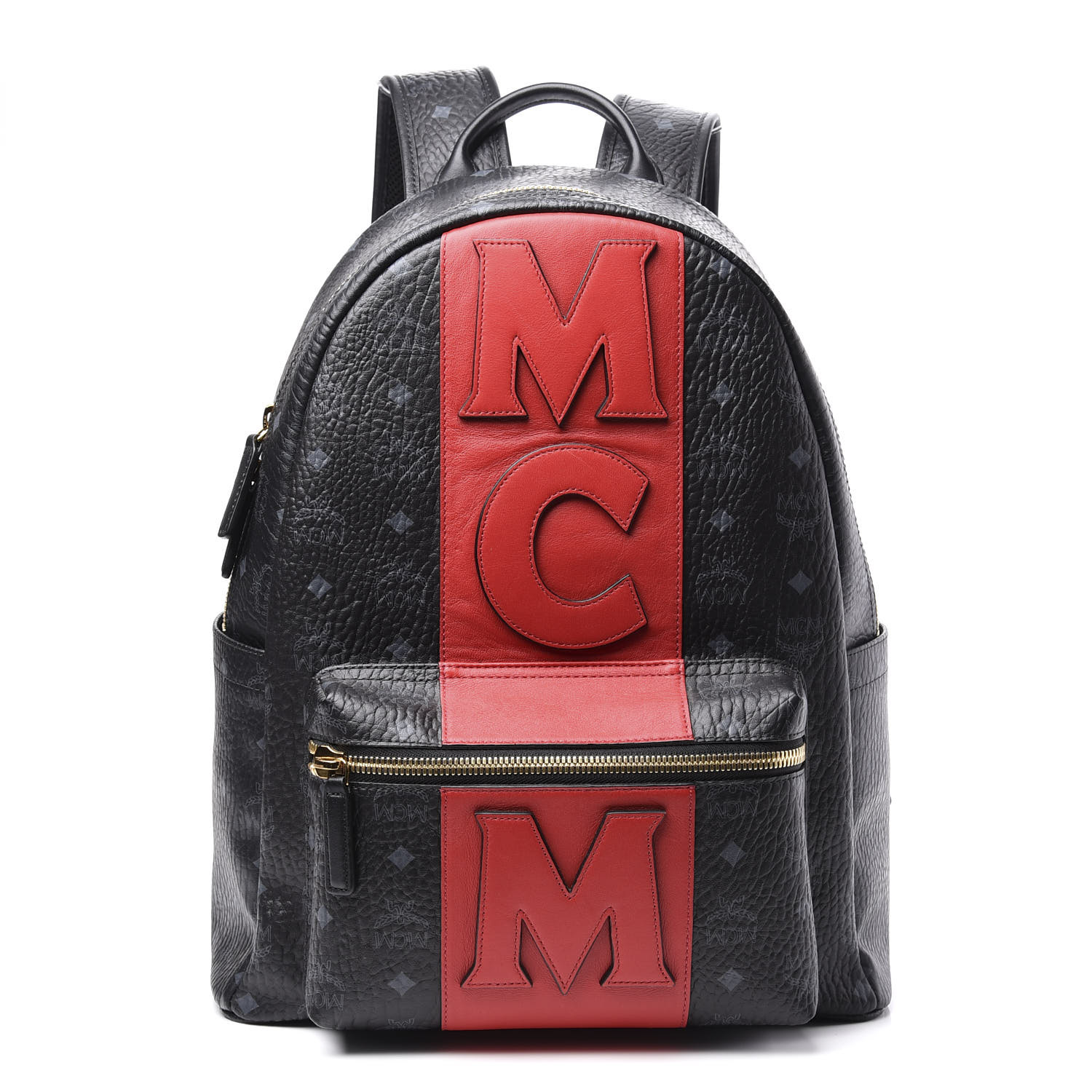 mcm backpack with red stripe