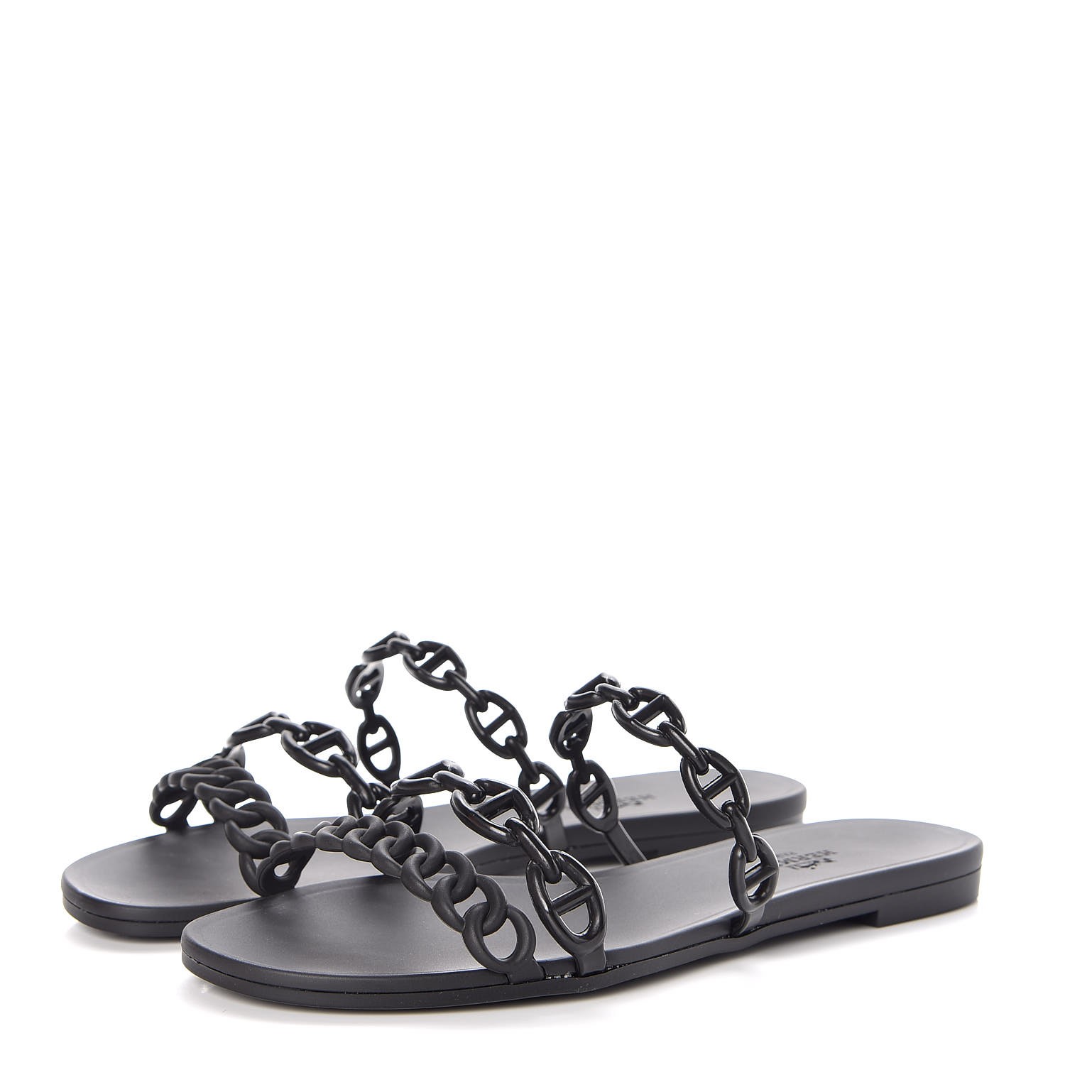 HERMES Rubber Chaine d'Ancre Rivage Sandals 36 Black 327082 | FASHIONPHILE