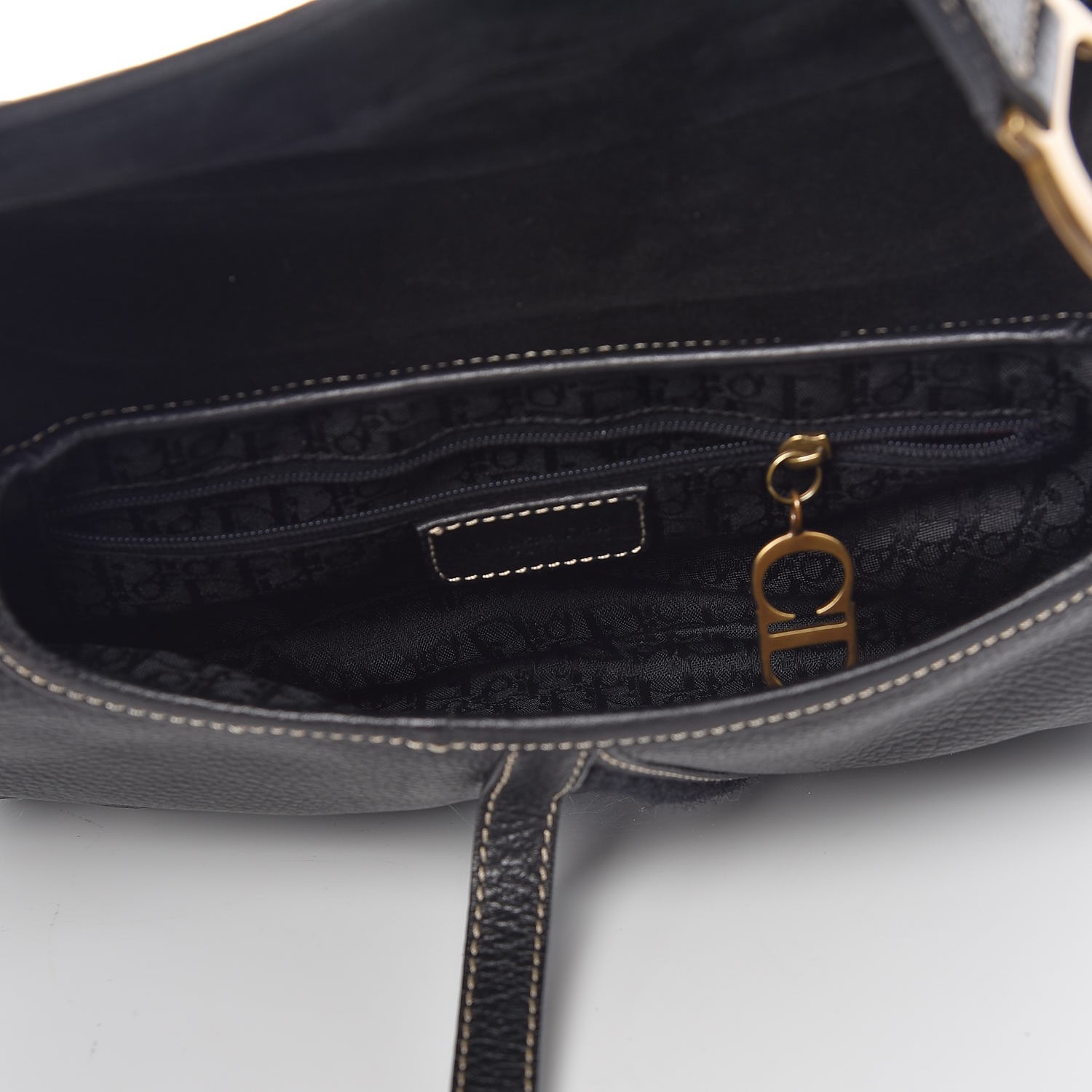 dior black calfskin saddle bag