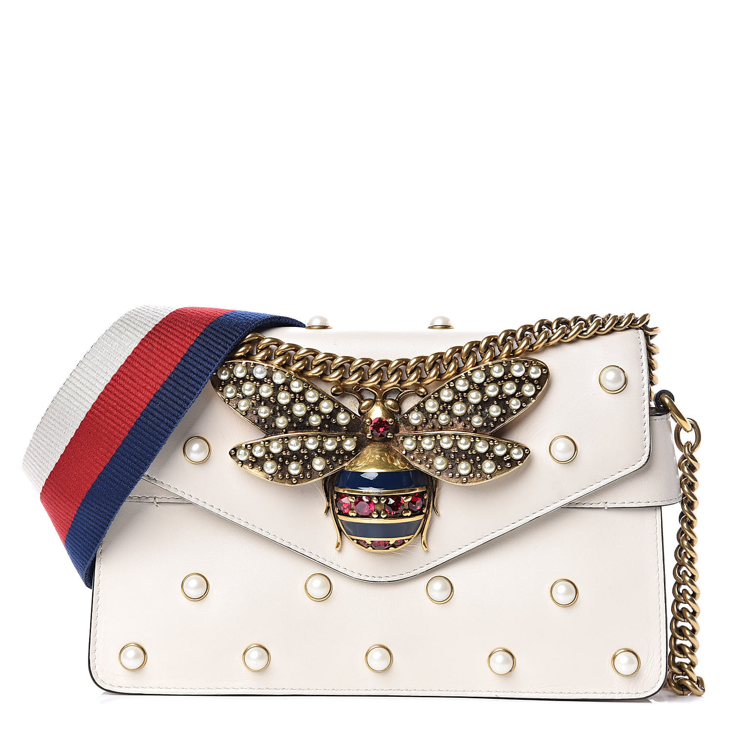 gucci broadway pearly bee shoulder bag