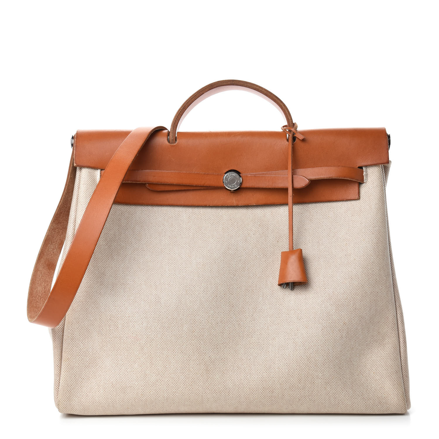 HERMES Toile Vache Calfskin Herbag 39 MM Natural 753788 | FASHIONPHILE