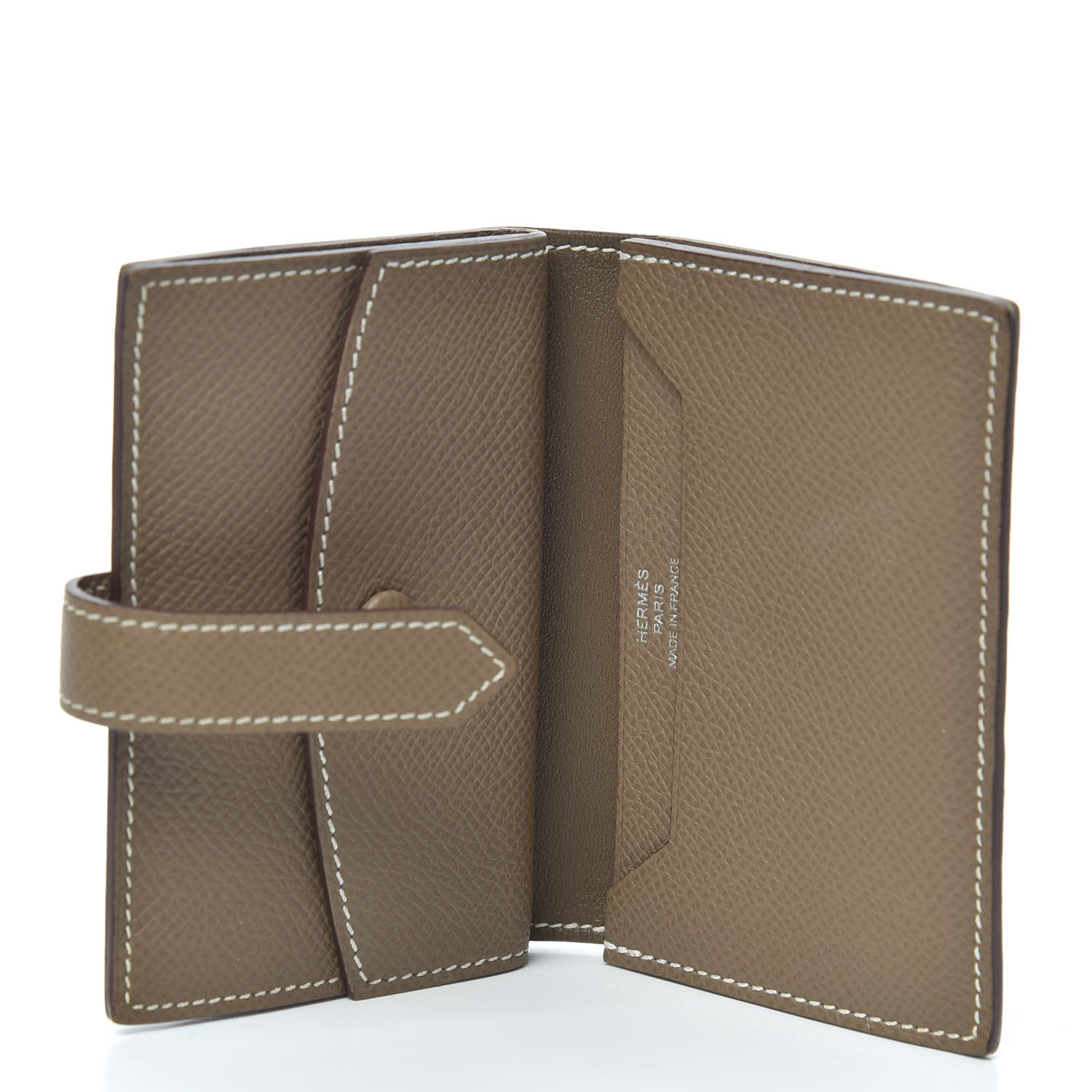 HERMES Epsom Mini Bearn Wallet Etoupe 757238 | FASHIONPHILE