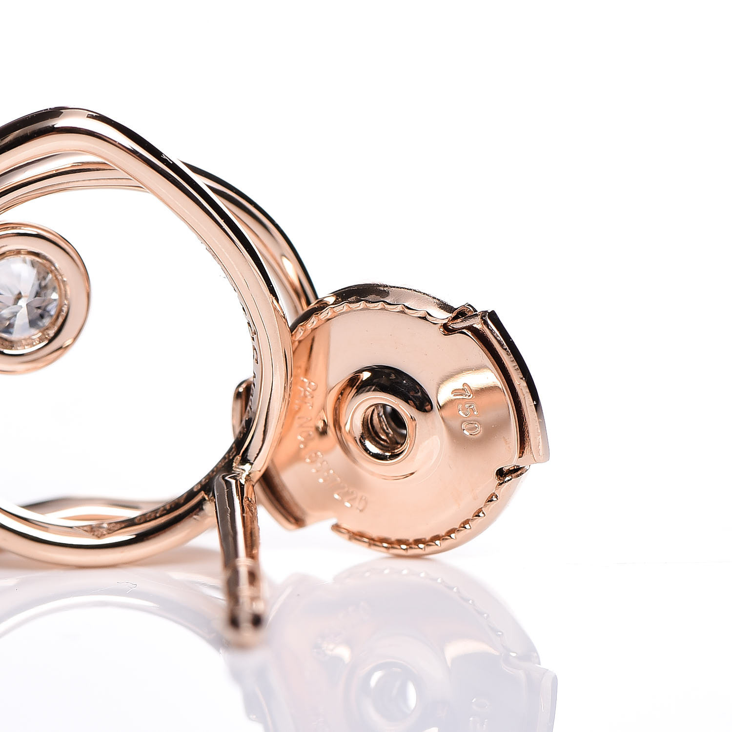 HERMES 18K Rose Gold Diamond TPM Vertige Coeur Earrings 374702