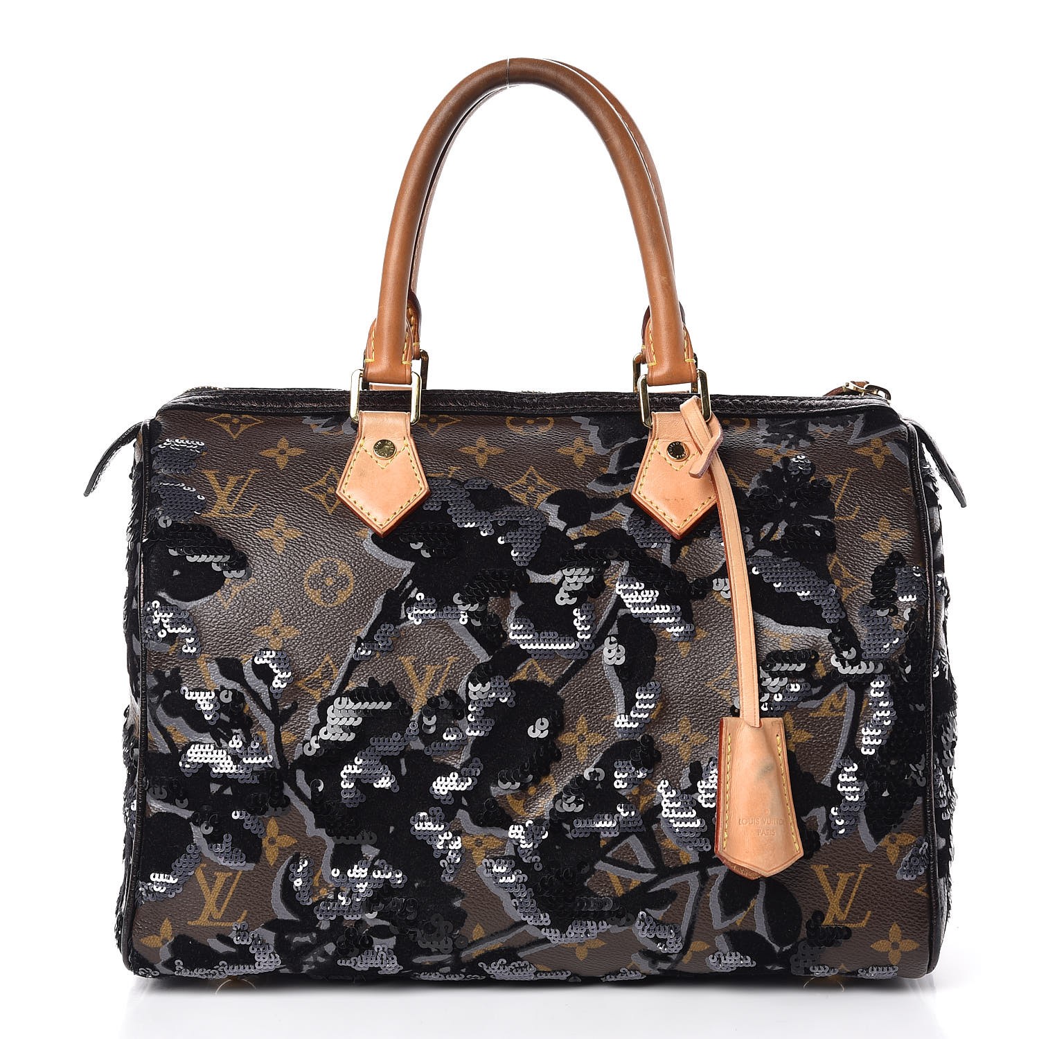 LOUIS VUITTON Monogram Fleur De Jais Sequins Speedy 30 346367