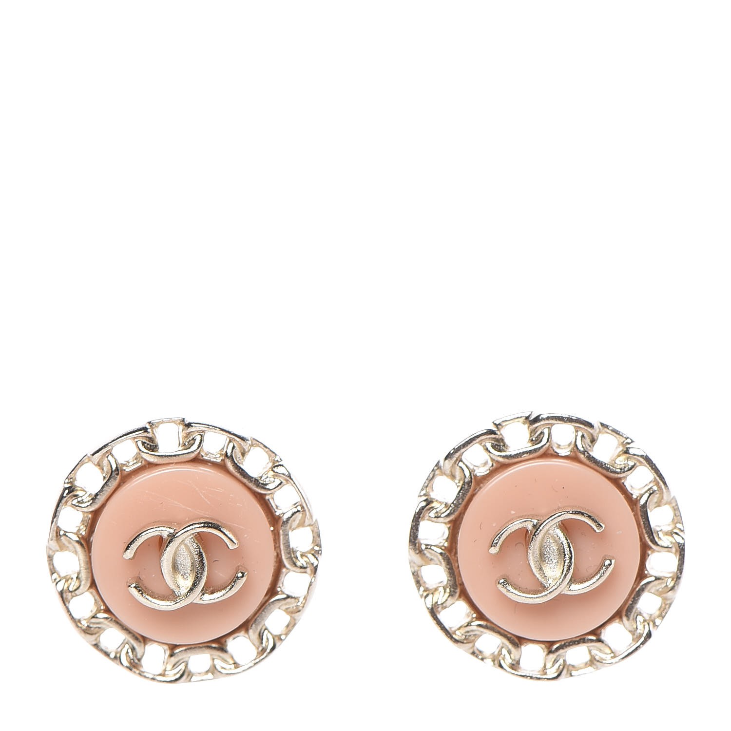 CHANEL Resin CC Earrings Pink Gold 345973