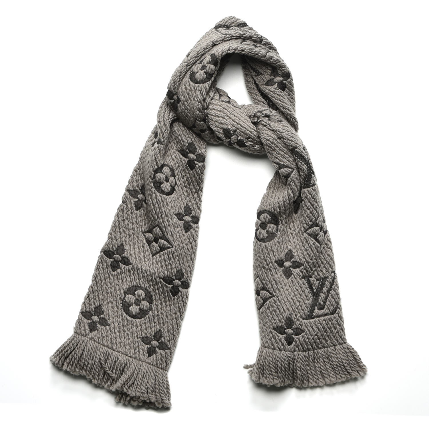 Louis Vuitton x Supreme Brown Wool LV Print Fringe Hem Winter