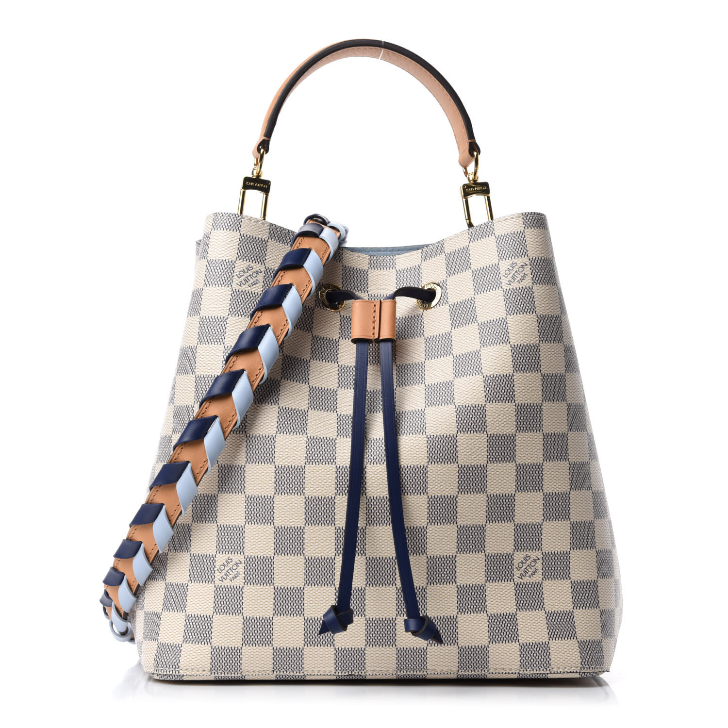 LOUIS VUITTON Damier Azur Braided Neonoe MM Blue 733472 | FASHIONPHILE