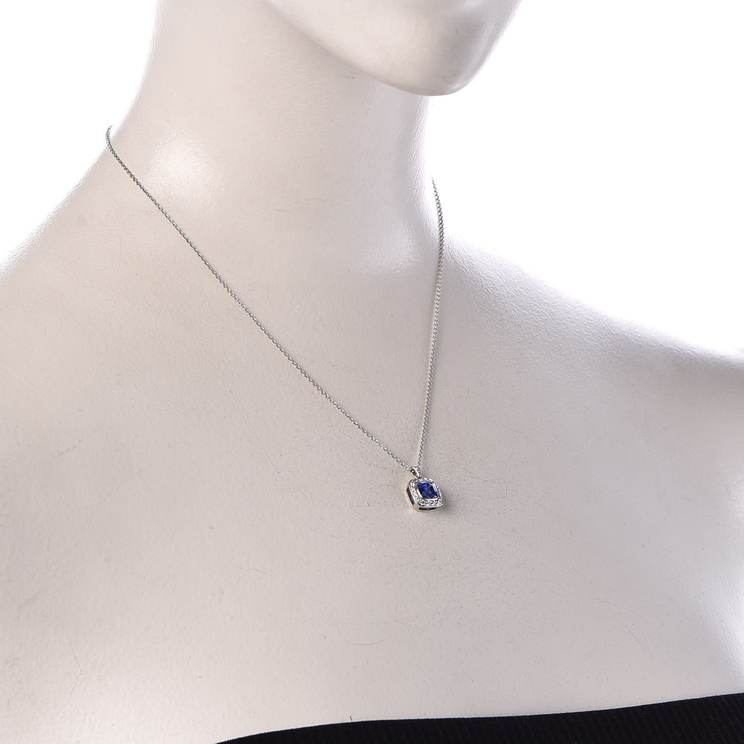 TIFFANY Platinum Diamond Blue Sapphire Legacy Pendant Necklace 303986