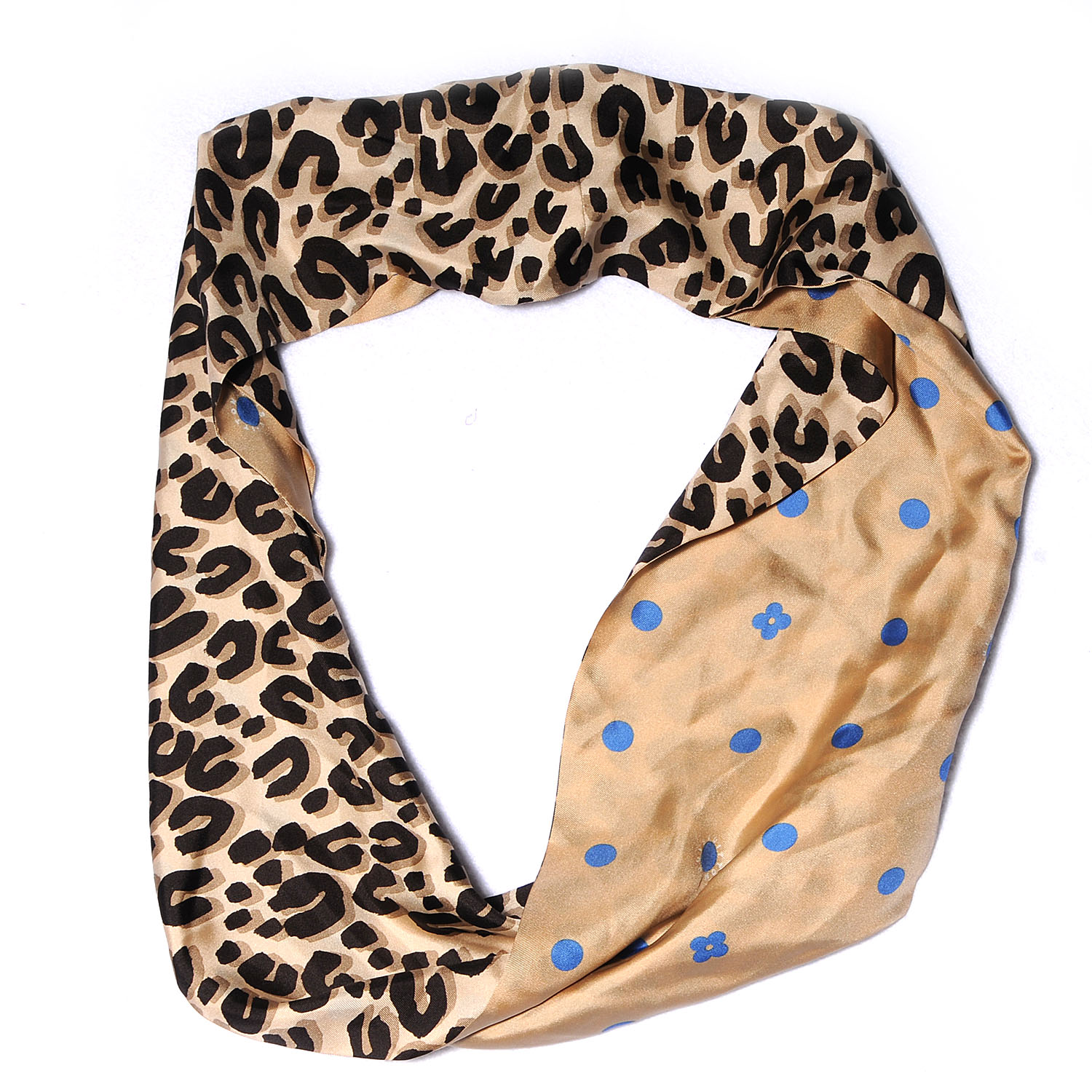 LOUIS VUITTON Silk Leopard Snood Scarf Beige 61556