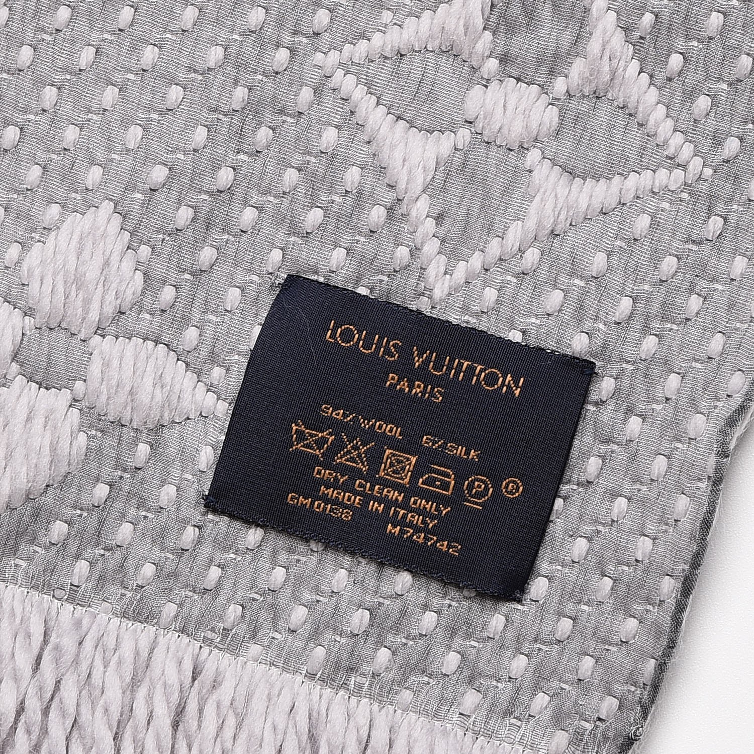 Louis Vuitton Pearl Grey Logomania Scarf Louis Vuitton