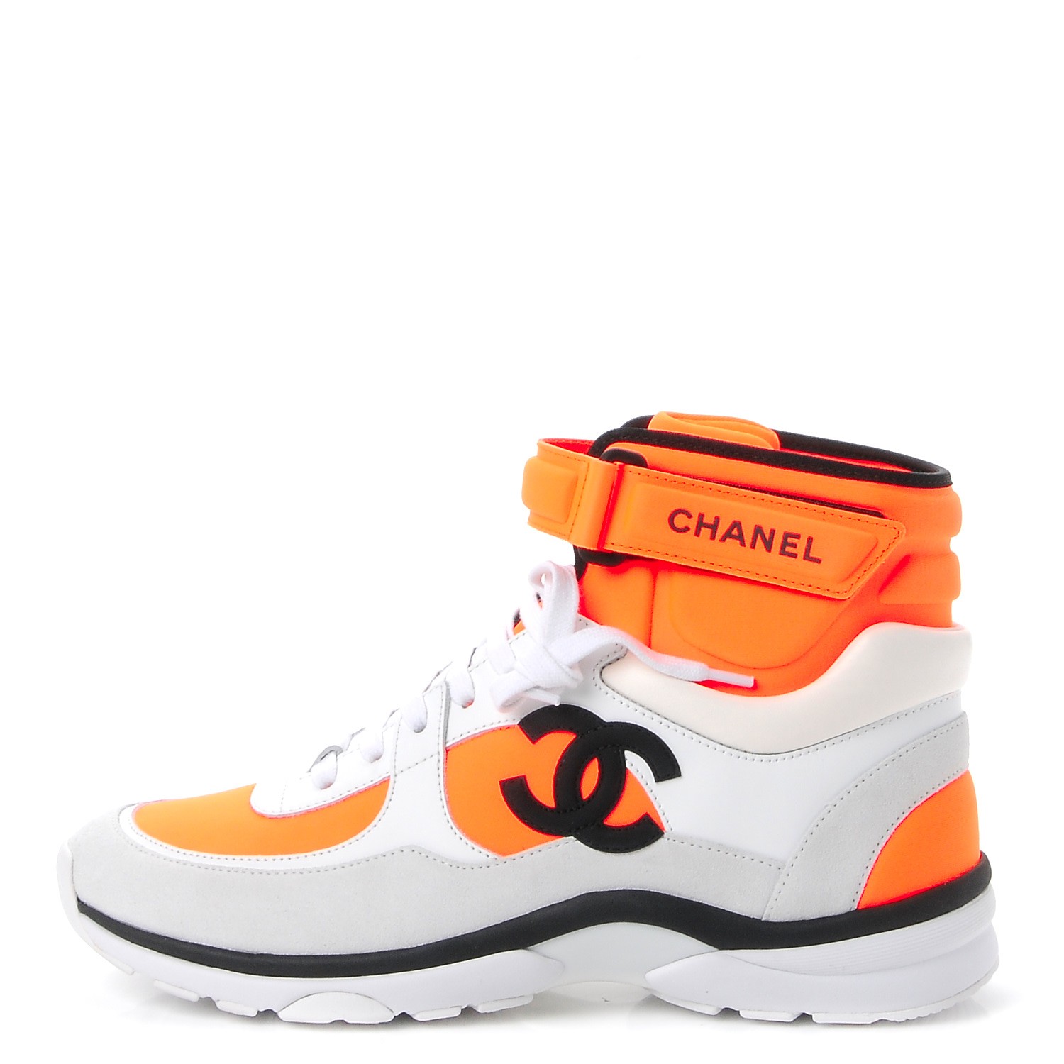 orange and black chanel sneakers