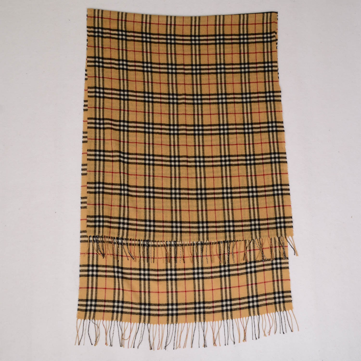 BURBERRY Cashmere House Check Shawl Camel 151869 | FASHIONPHILE