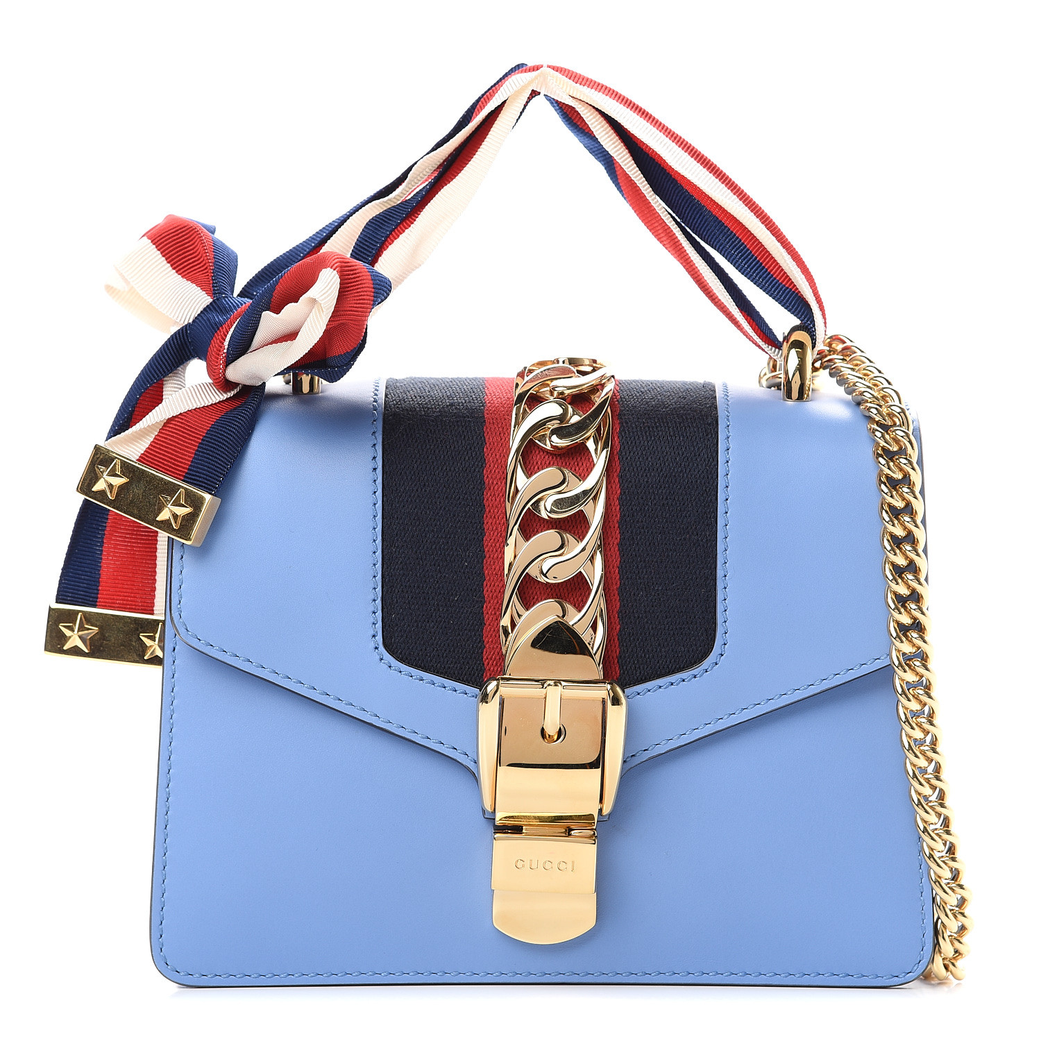 blue chain bag