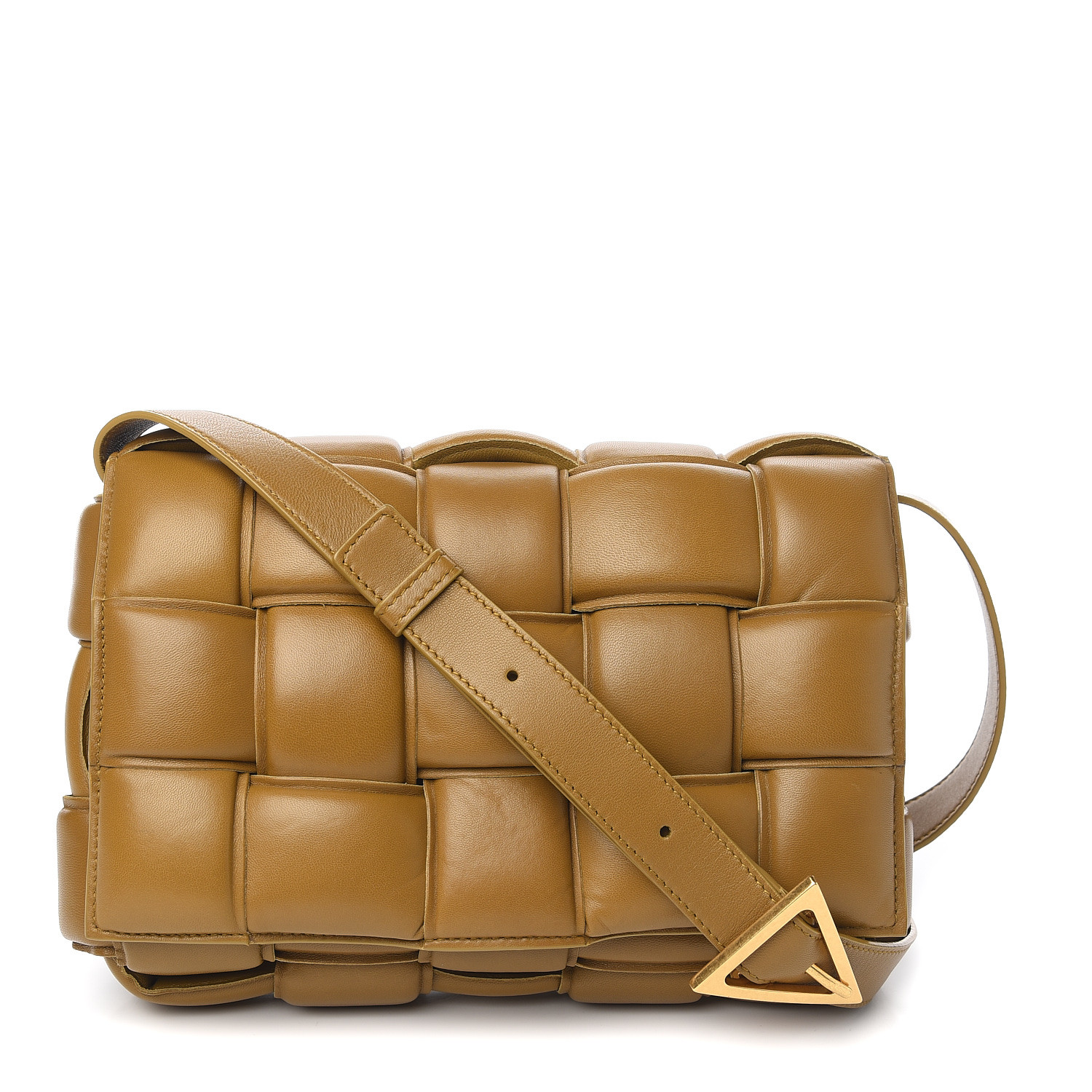 Bottega Veneta Paper Calfskin Maxi Intrecciato Padded Cassette Crossbody Bag Caramel 576689 4621