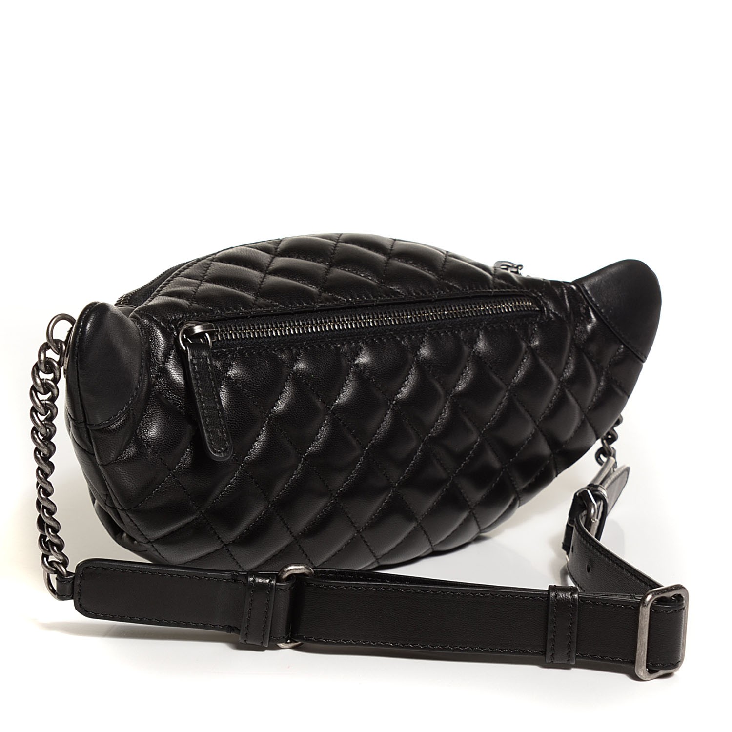 CHANEL Lambskin Quilted Banane Waist Bag Fanny Pack Black 100926 ...