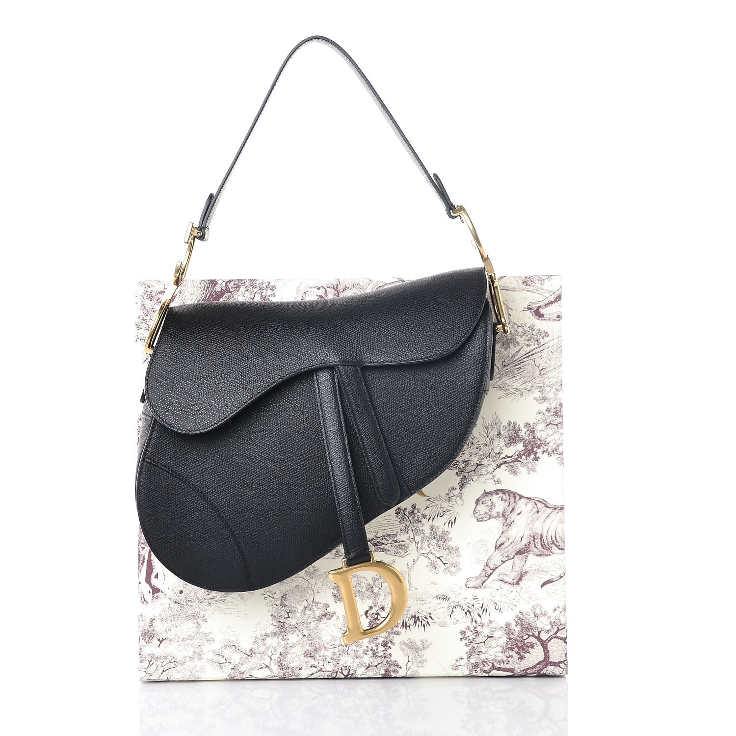 dior black calfskin saddle bag