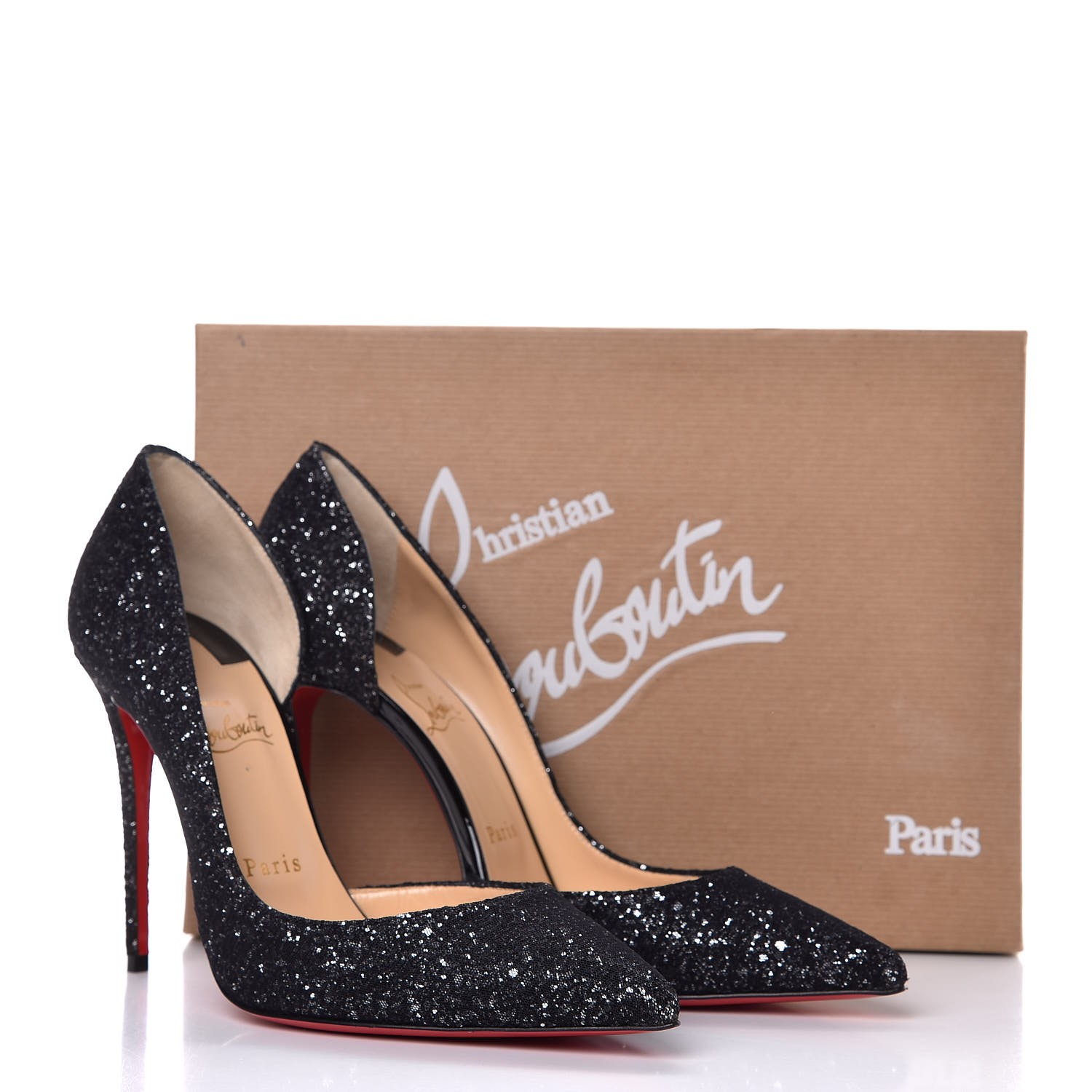 CHRISTIAN LOUBOUTIN Glitter Iriza 100 Pumps 39.5 Black 330455