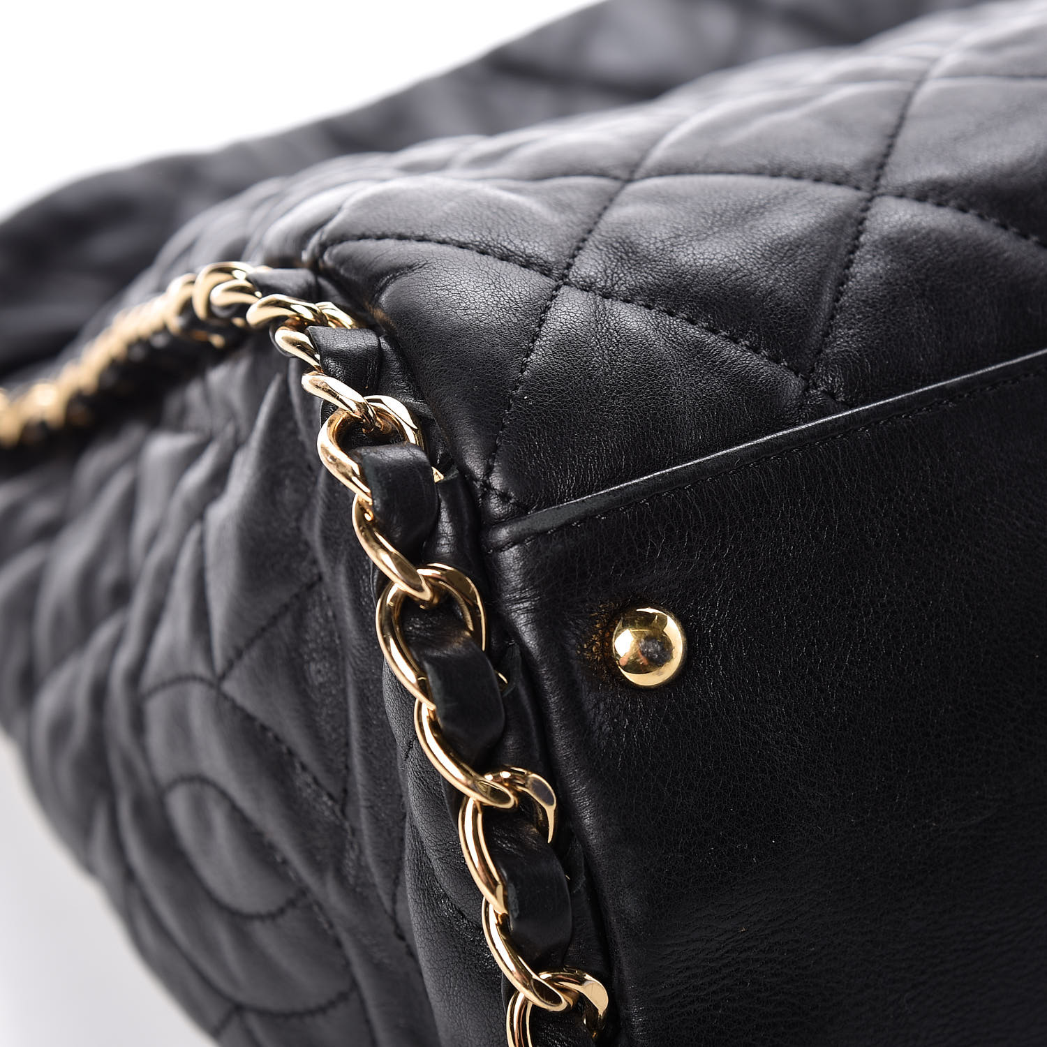 CHANEL Calfskin Quilted Large Chain Me Hobo Black 417269