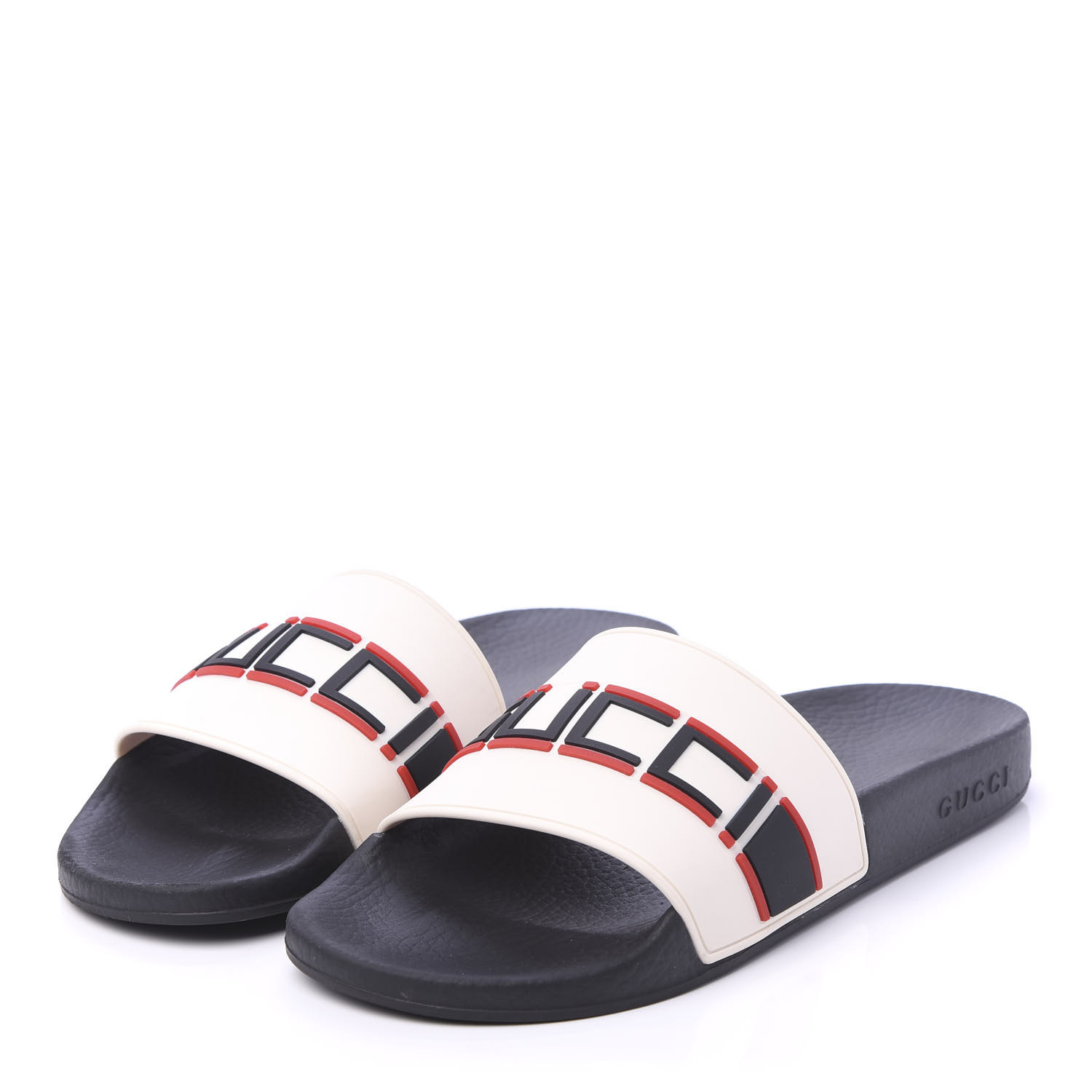 GUCCI Rubber Mens Stripe Slide Sandals 40 White 612490 | FASHIONPHILE