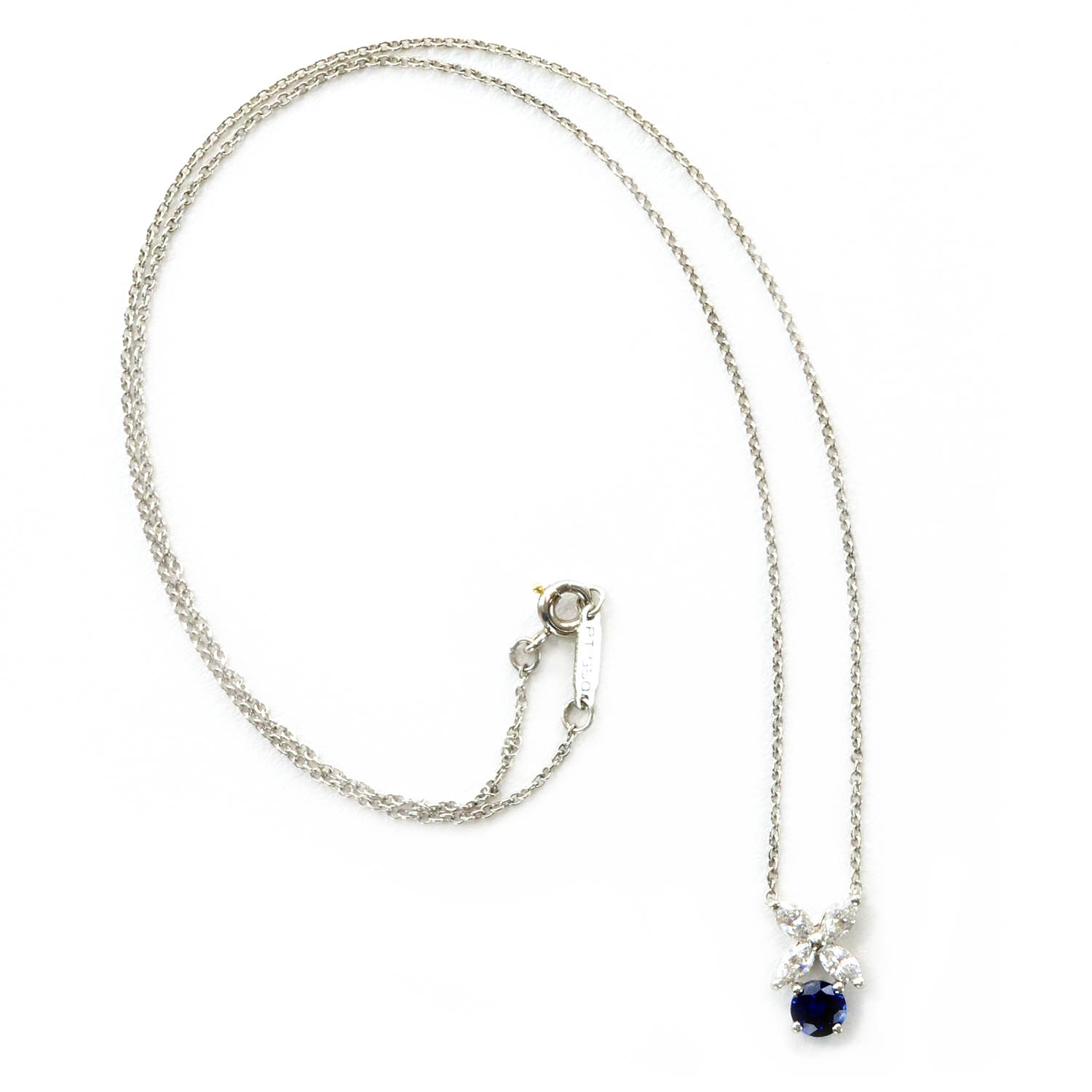 TIFFANY Victoria Platinum Diamond Sapphire Pendant Necklace 33792