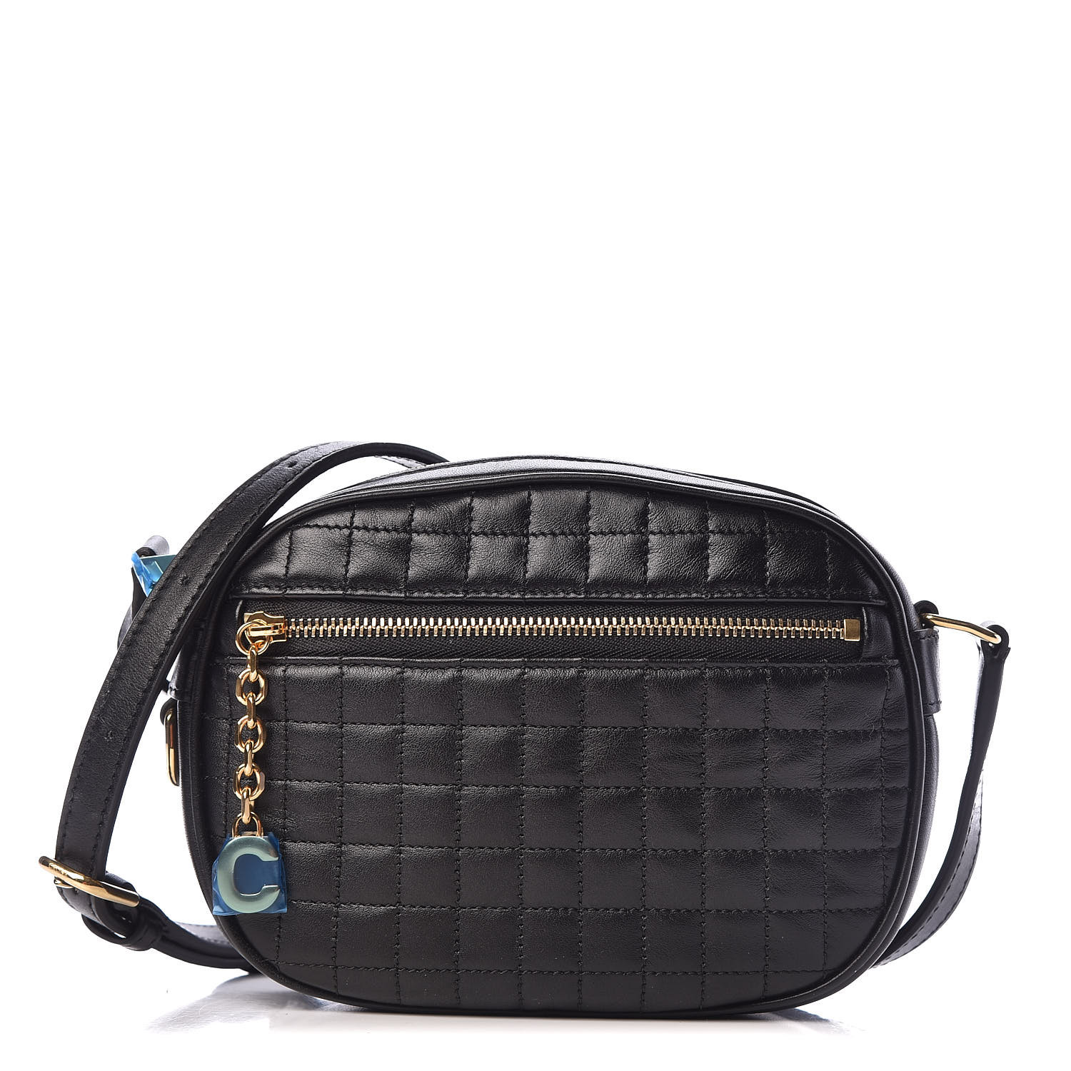 black quilted camera bag