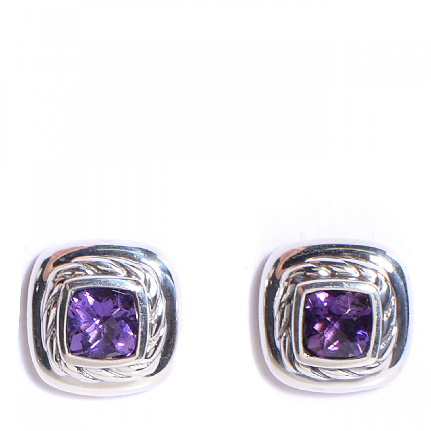 DAVID YURMAN Sterling Silver 5mm Amethyst Color Classics Earrings 87886