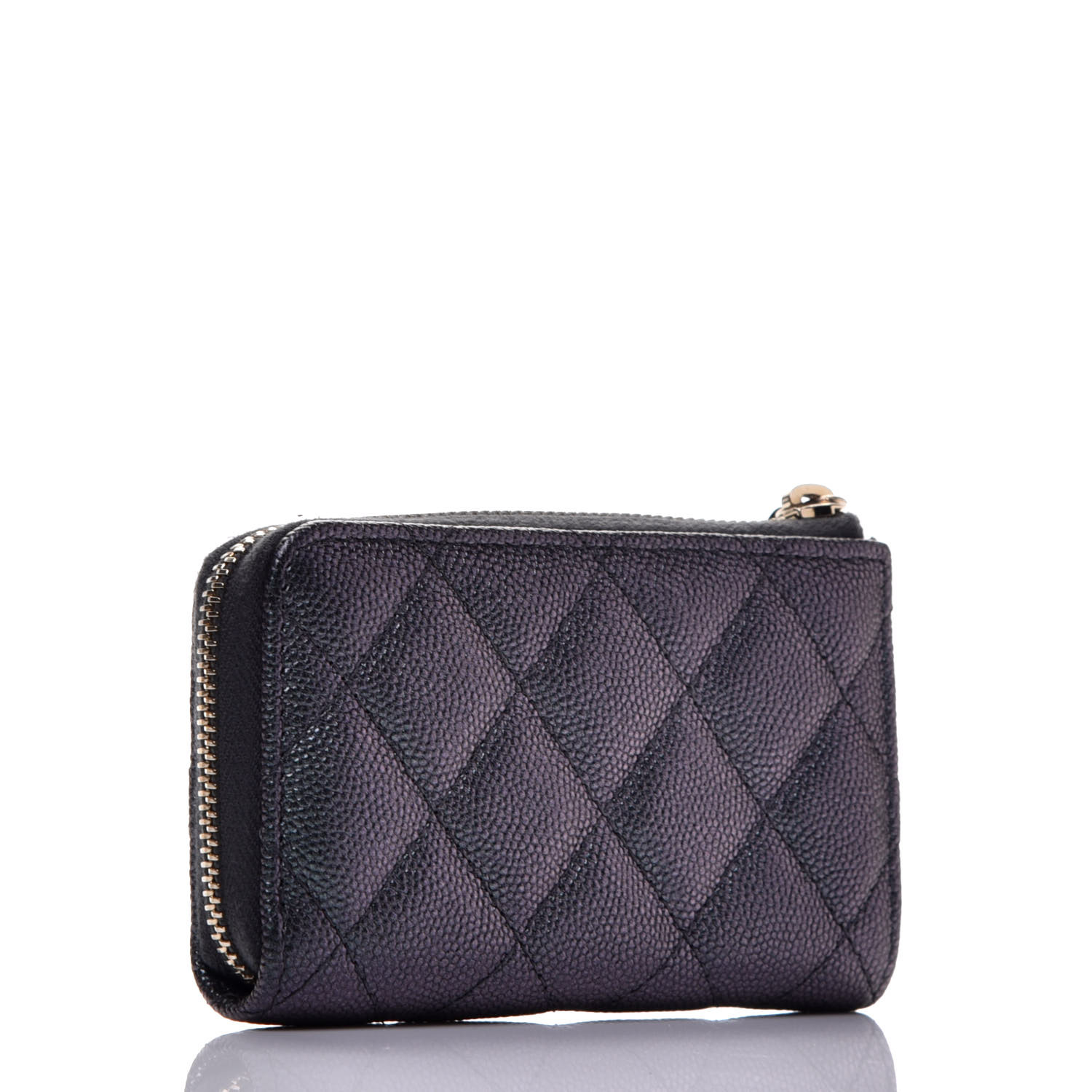 CHANEL Iridescent Caviar Quilted Zipped Key Holder Case Black 738546 ...