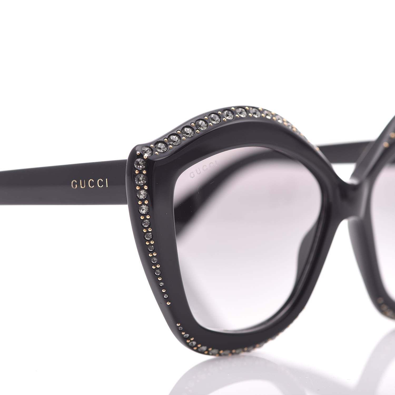 Gucci Crystal Cat Eye Gg0118s Sunglasses Black 303683 